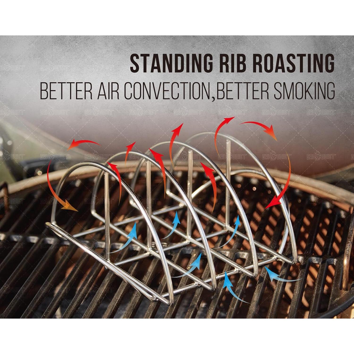 Soporte para Costillas BBQ GriAddict Acero Inoxidable 3 Costillas