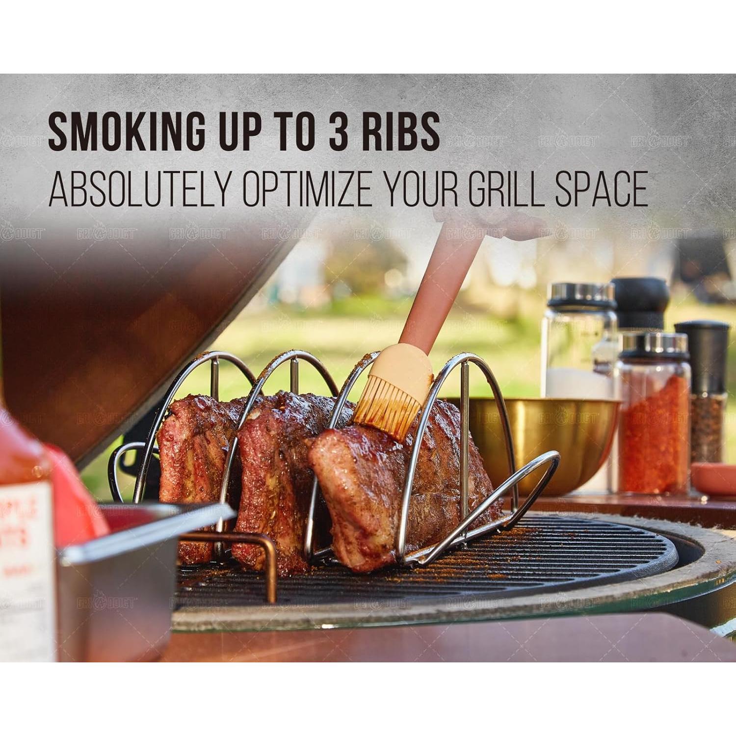Soporte para Costillas BBQ GriAddict Acero Inoxidable 3 Costillas
