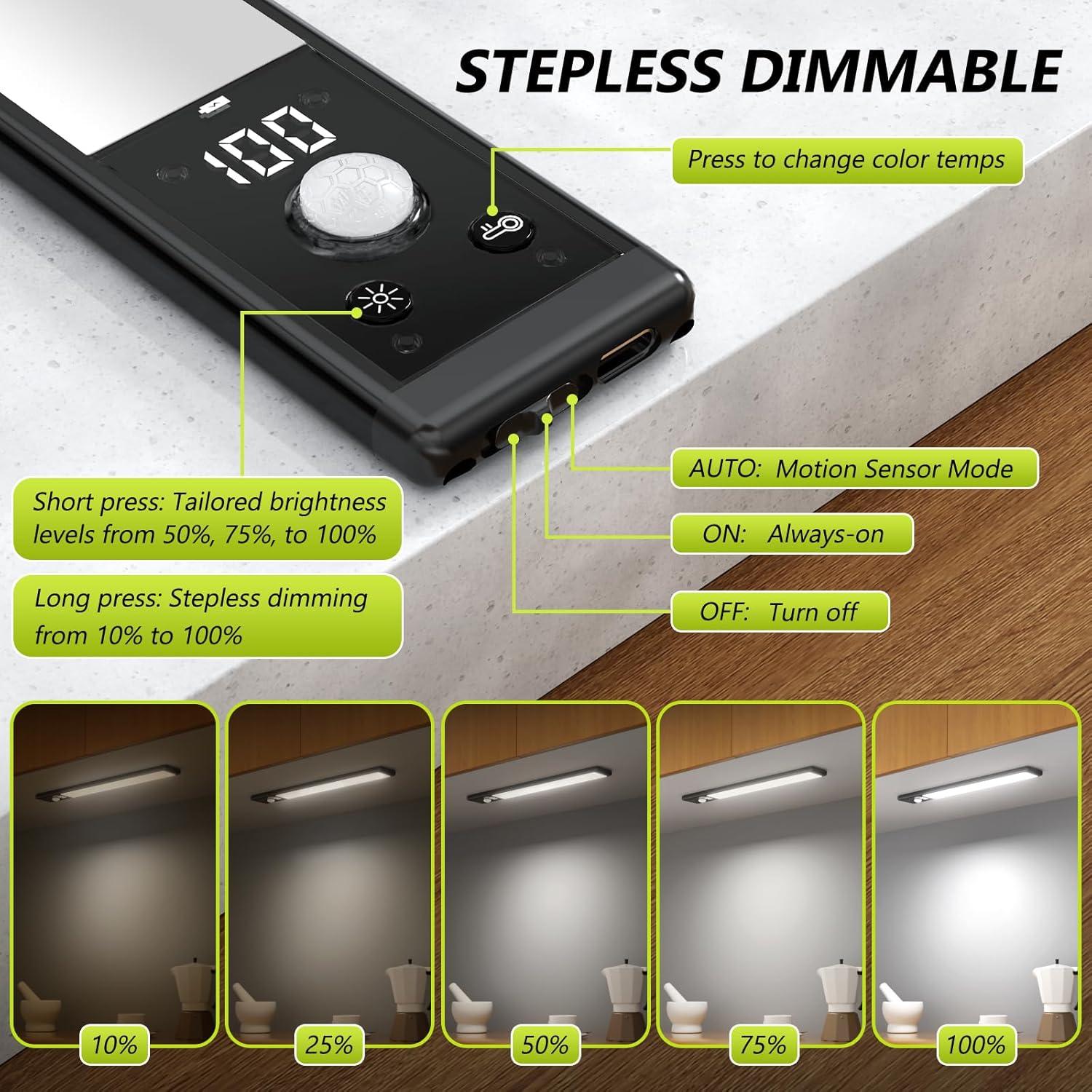 Luces Bajo Gabinete Recargables Mpotmiy 52 LED 2 Piezas