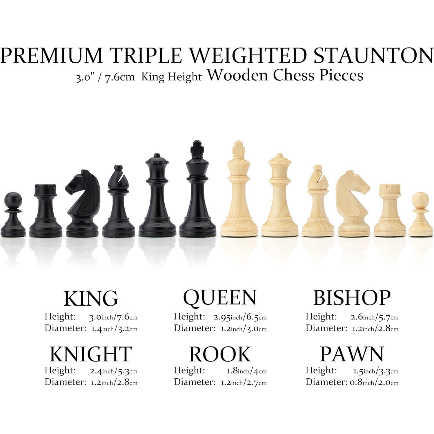 Juego de Ajedrez de Madera A&A 15" con Cajón y Piezas Pesadas