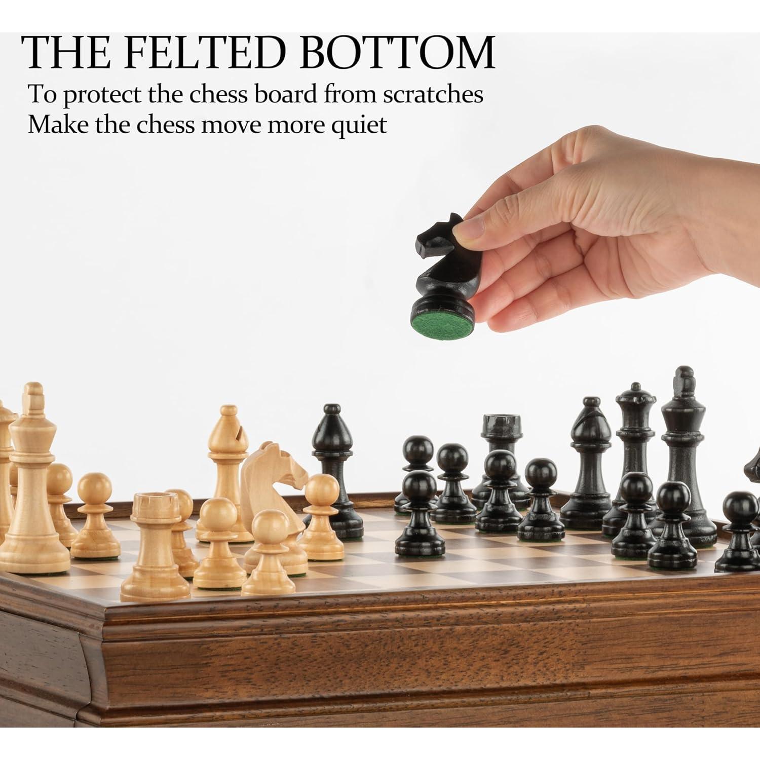 Juego de Ajedrez de Madera A&A 15" con Cajón y Piezas Pesadas