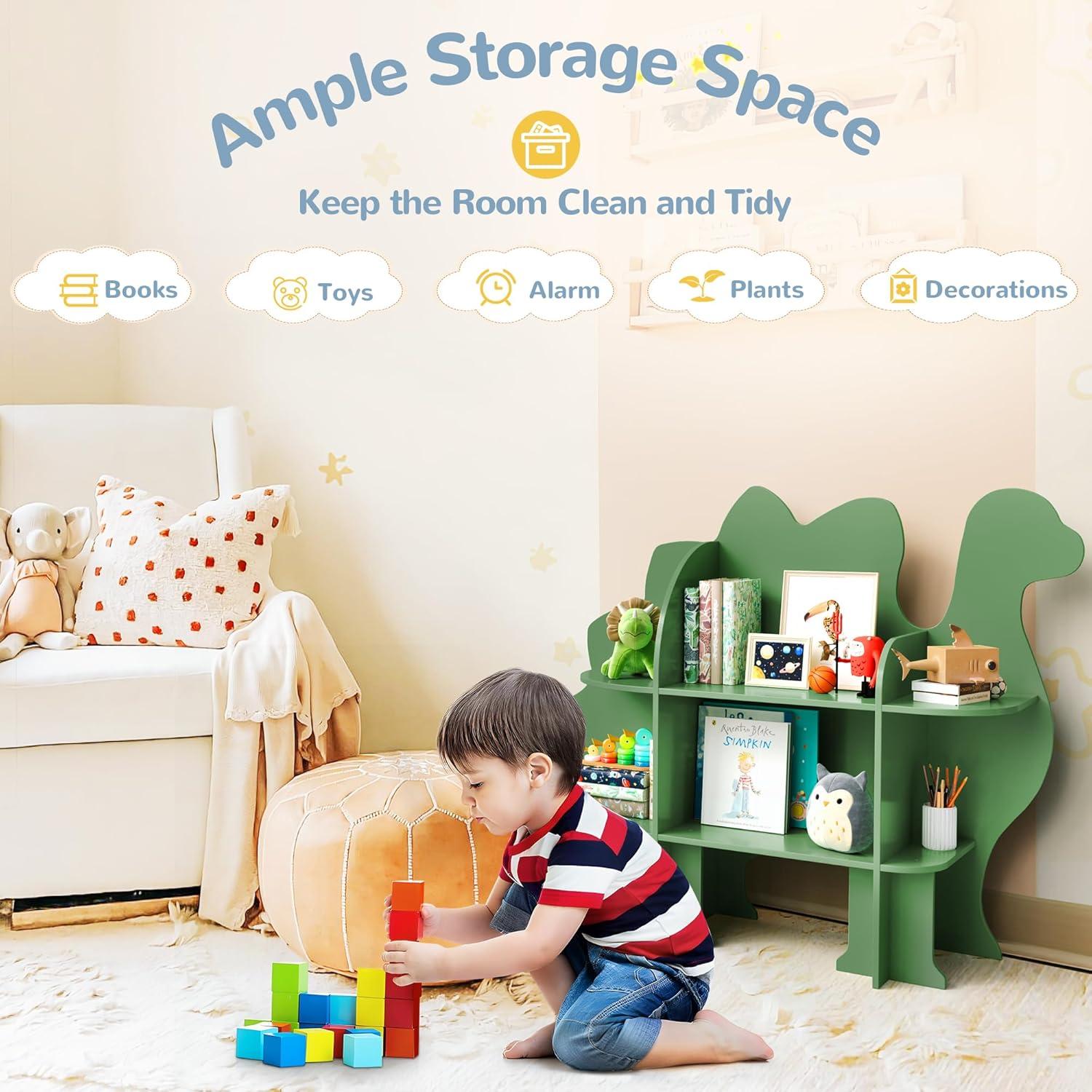 Estantería Infantil Curipeer Dinosaurio Verde 2 Niveles