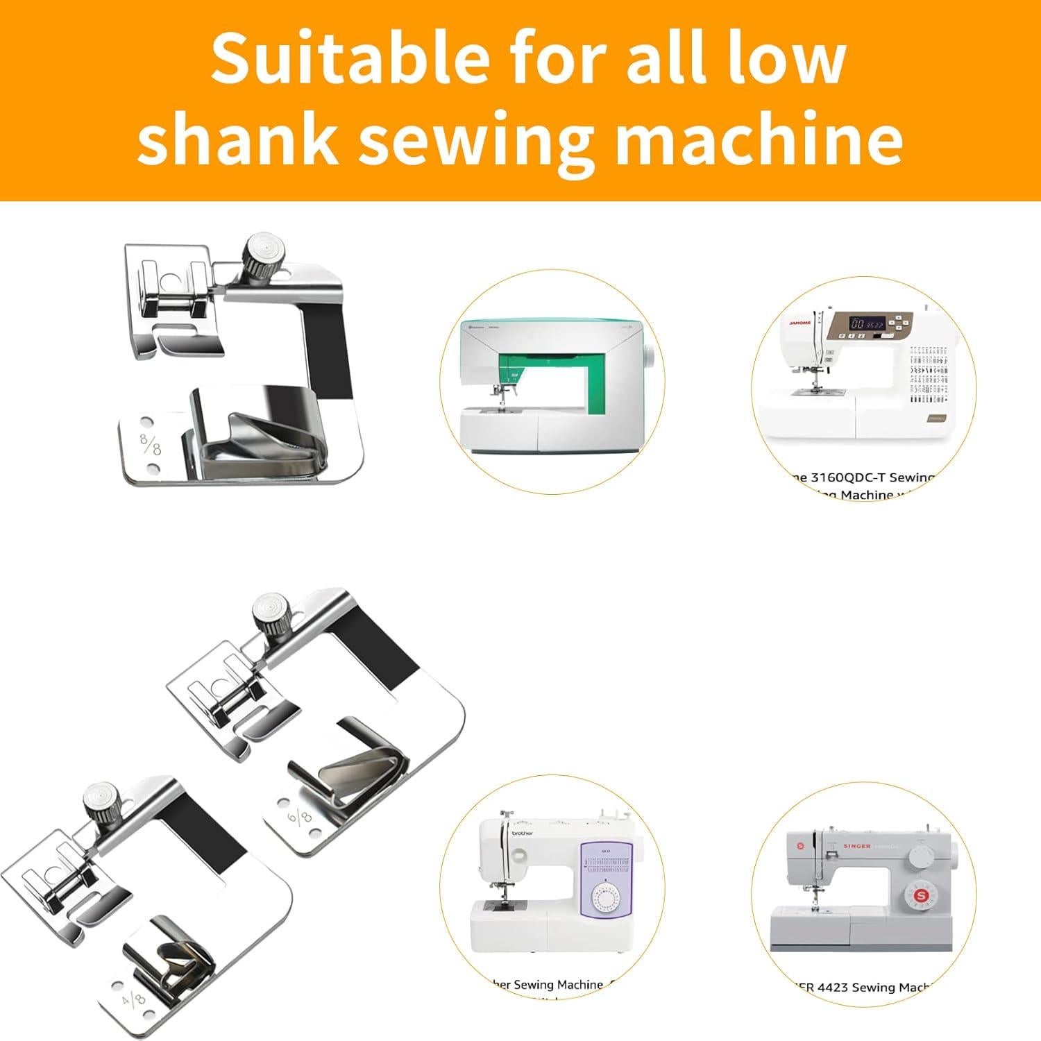 ANYQOO Juego de Pies de Prensatelas para Dobladillo 3 Piezas