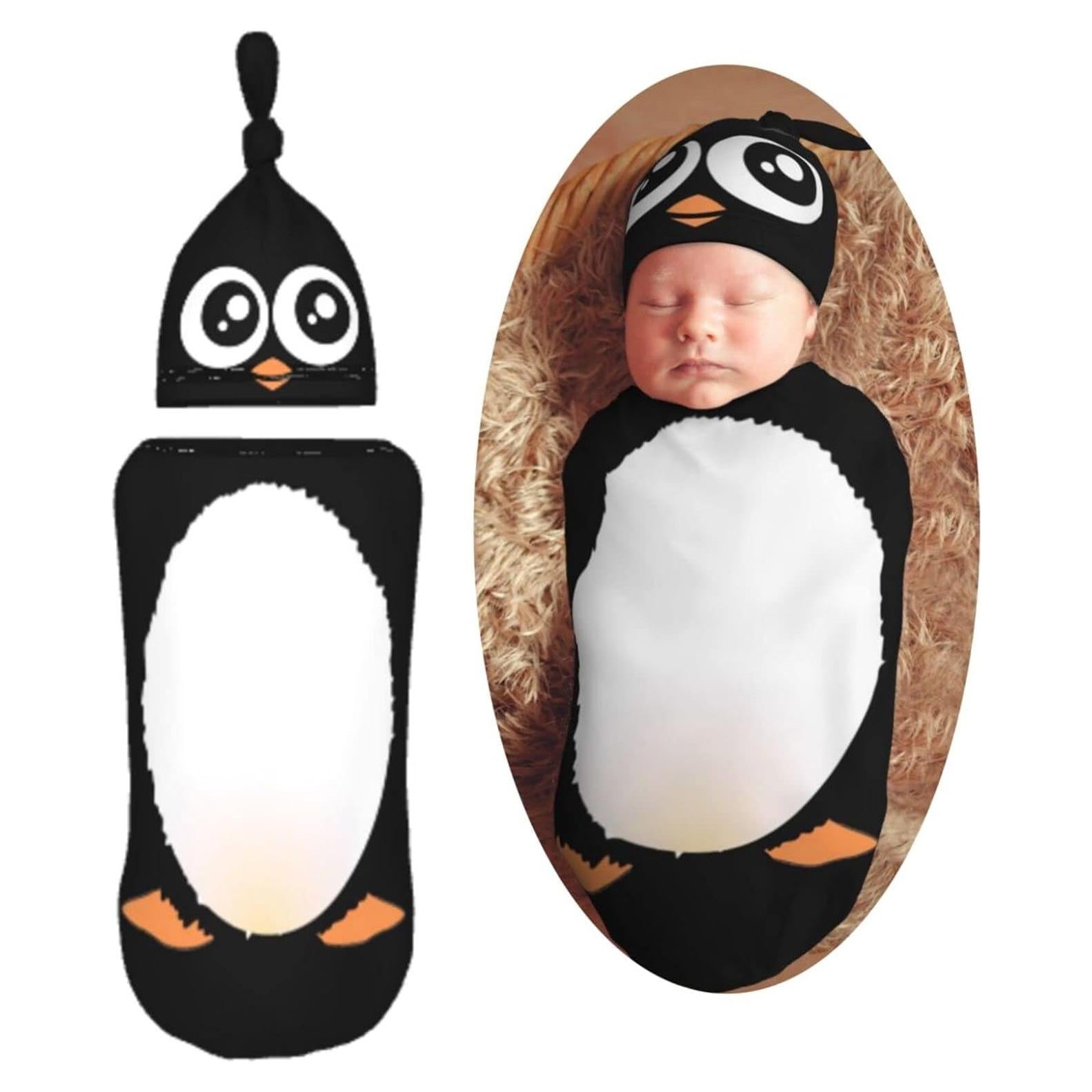 Conjunto de Manta de Arrullo y Gorro Muishi Pingüino 52.8x29cm