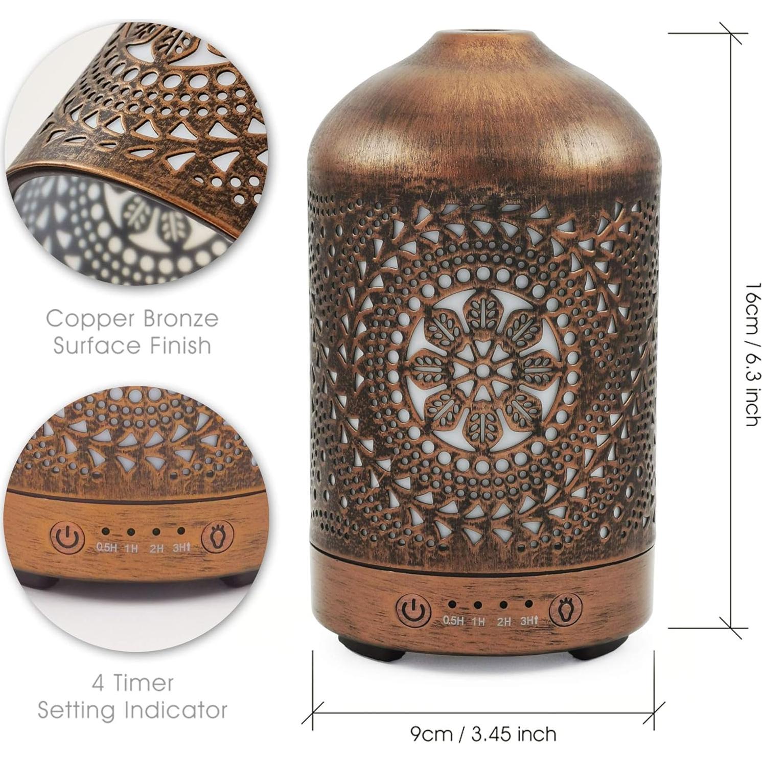 Difusor de Aceite Esencial Earnest Living 100 ml Metal Luz Nocturna