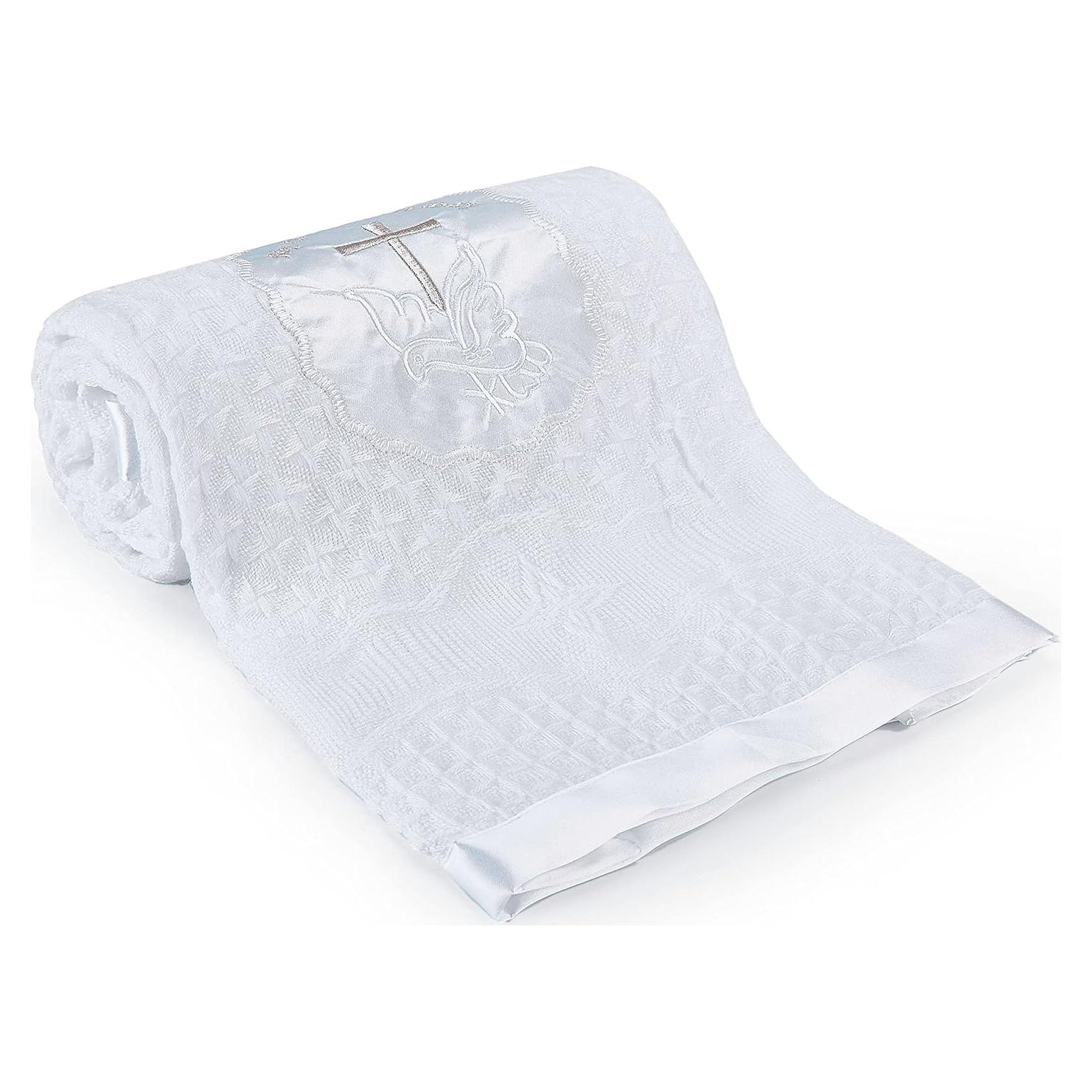 Manta de Bautizo para Bebé Booulfi Blanca 91x127 cm Bordada