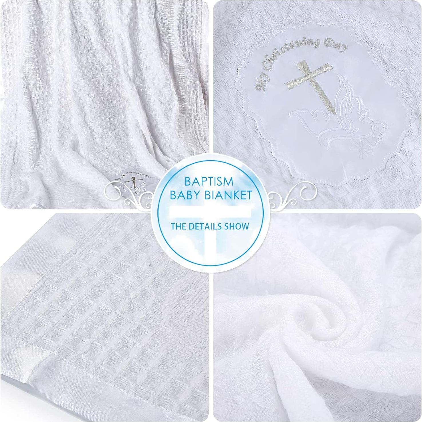 Manta de Bautizo para Bebé Booulfi Blanca 91x127 cm Bordada