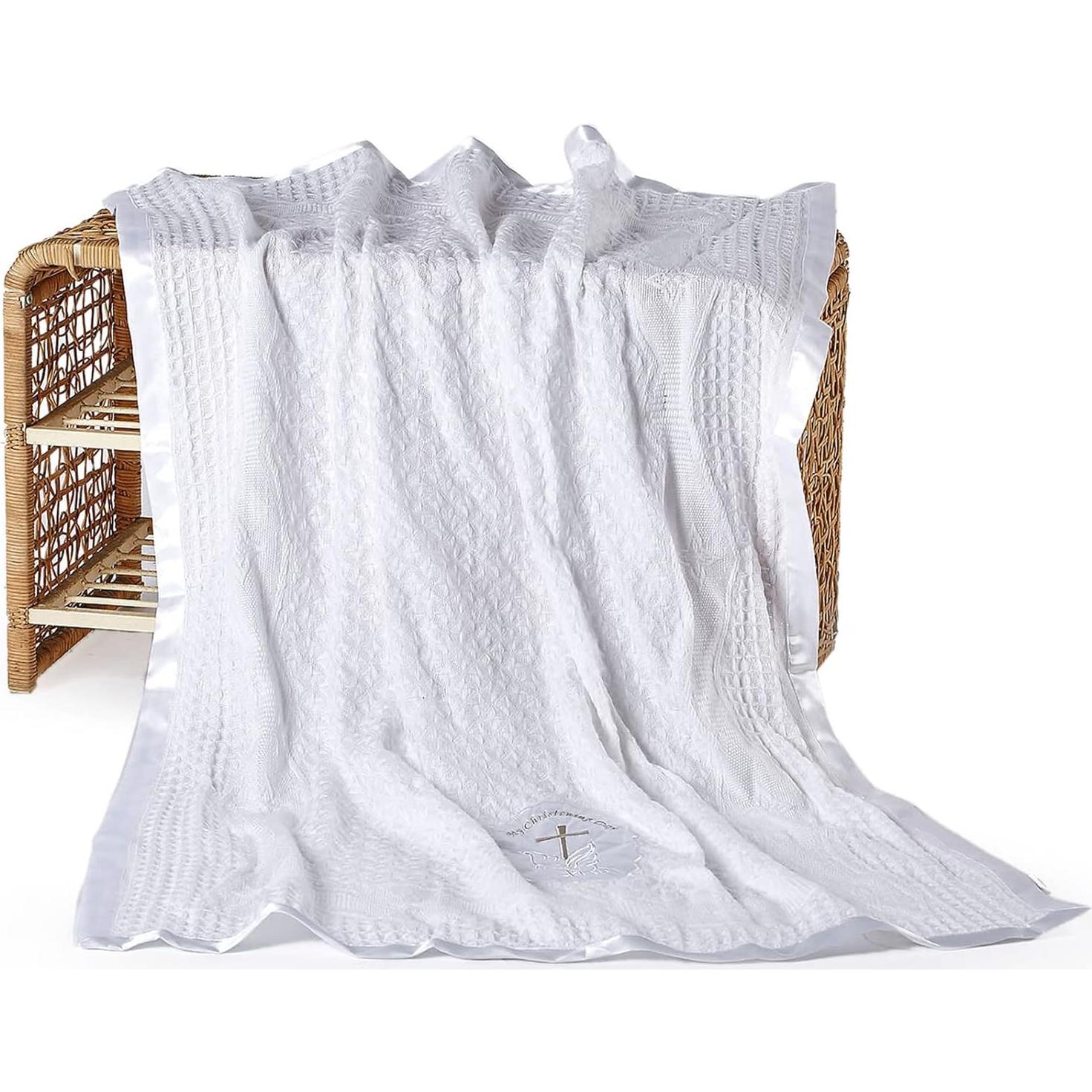 Manta de Bautizo para Bebé Booulfi Blanca 91x127 cm Bordada