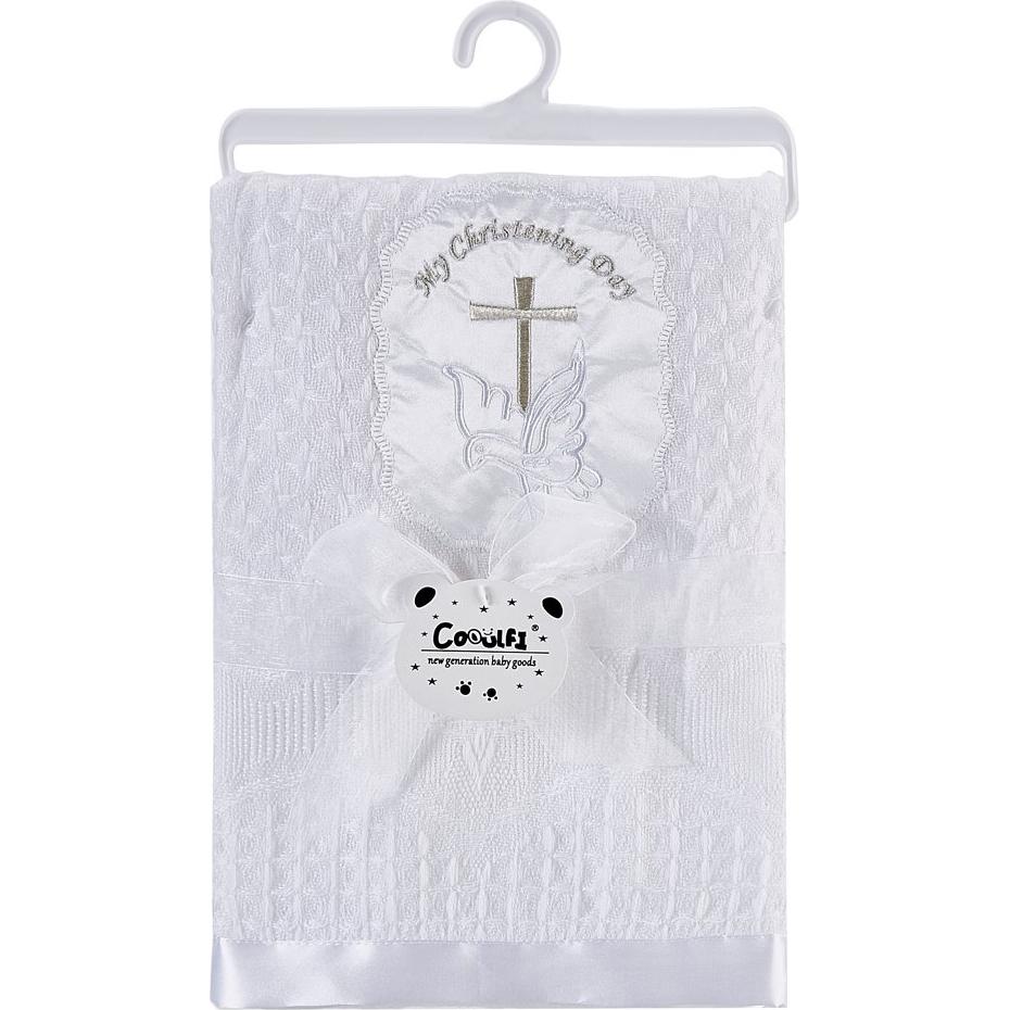Manta de Bautizo para Bebé Booulfi Blanca 91x127 cm Bordada