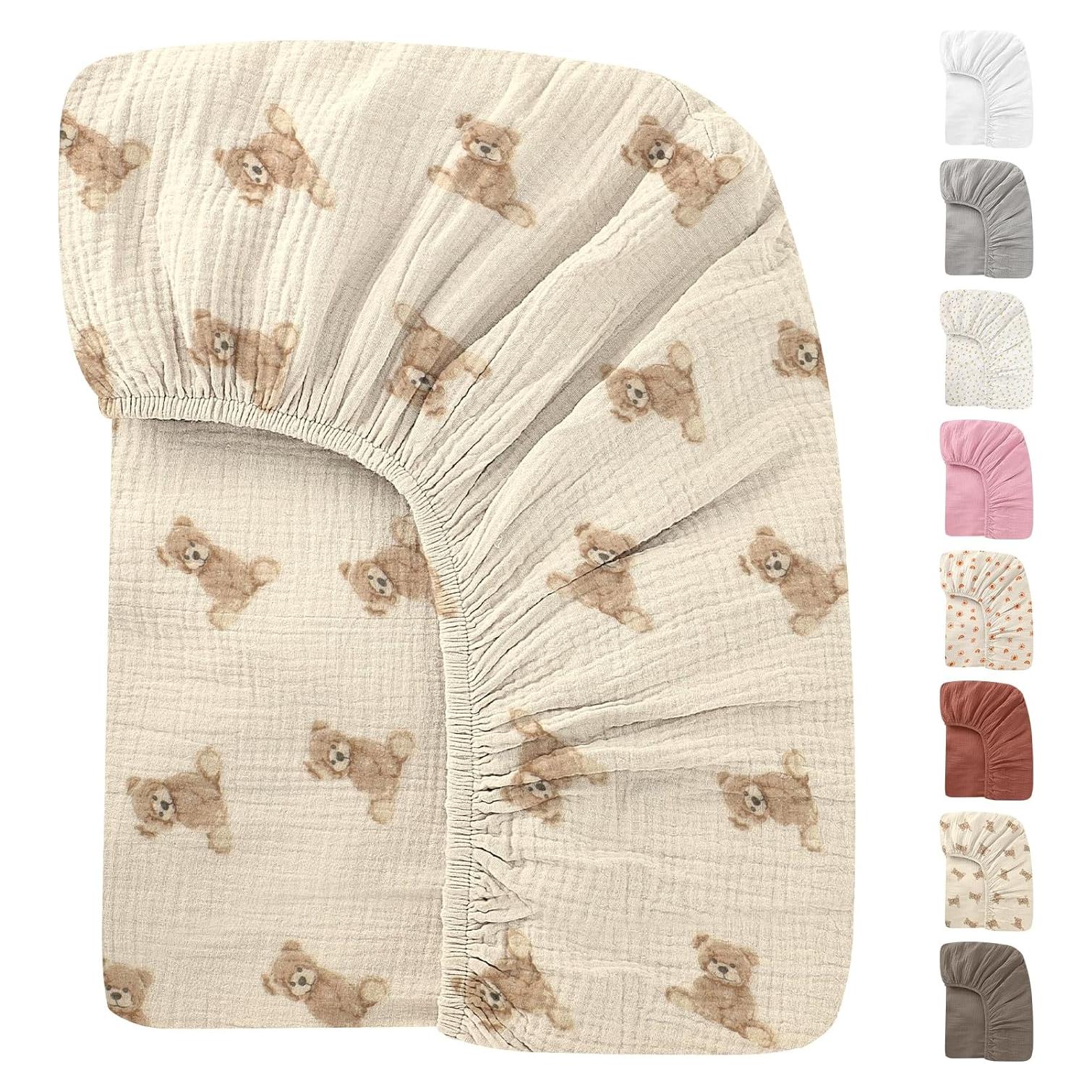 Sábanas de Cuna Knirose 100% Algodón Muselina 132x71 cm