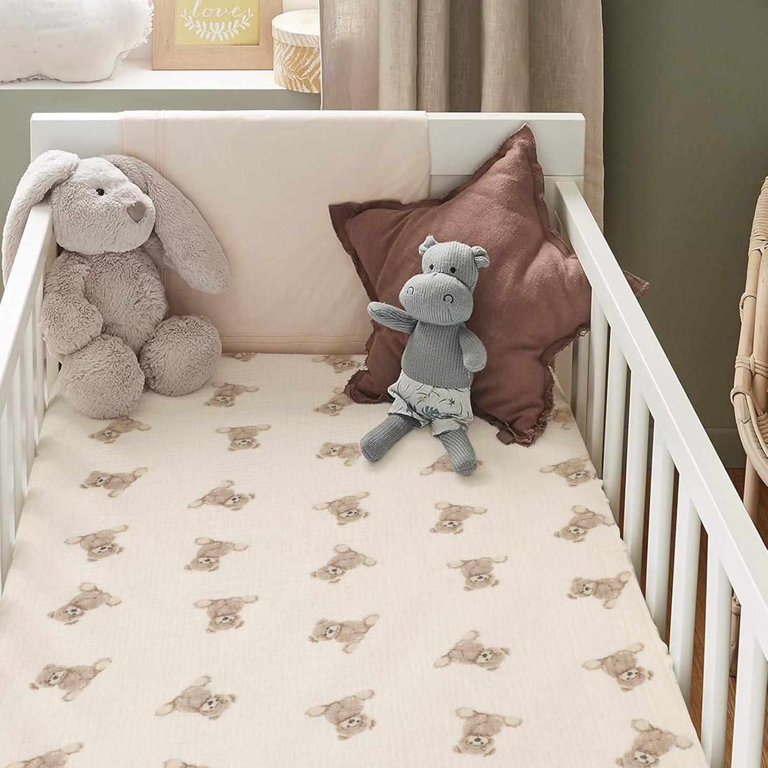 Sábanas de Cuna Knirose 100% Algodón Muselina 132x71 cm