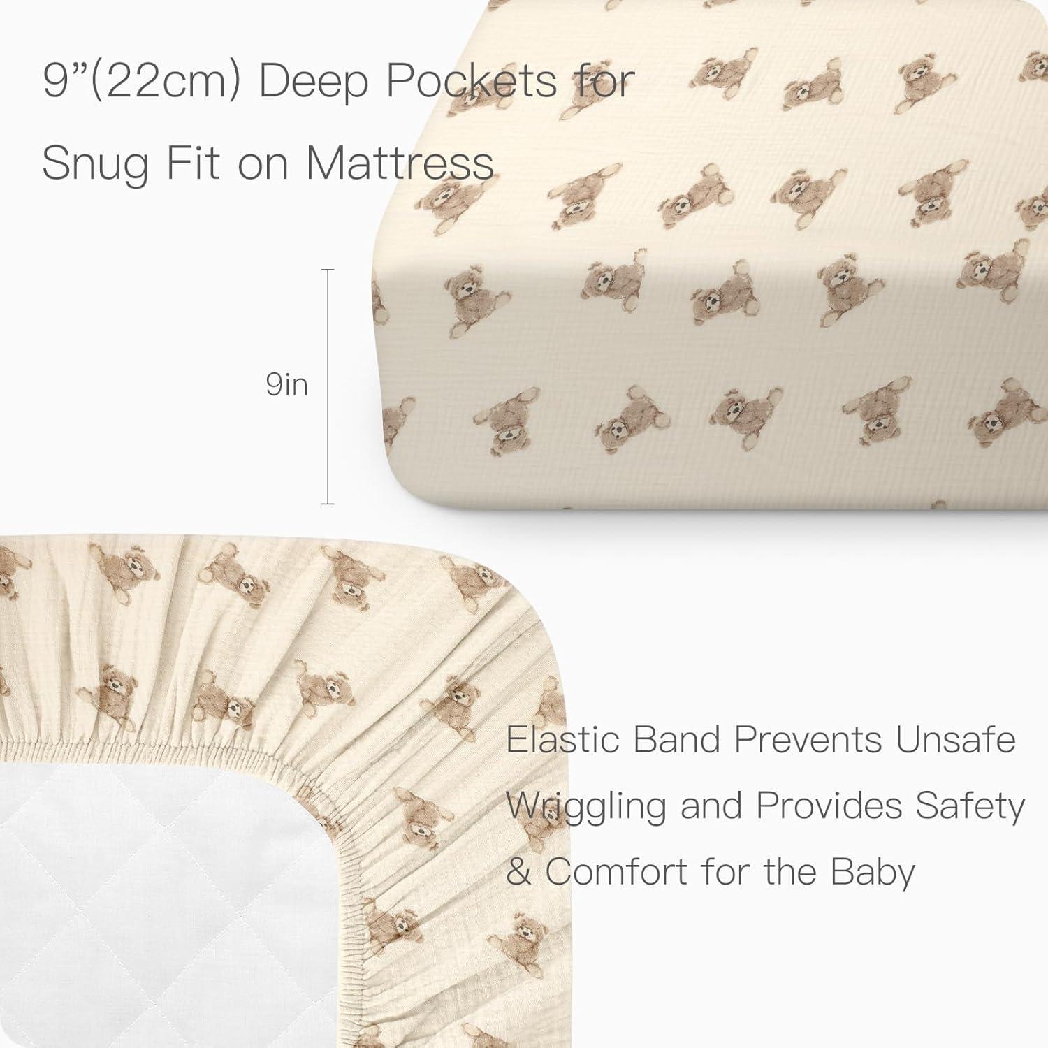 Sábanas de Cuna Knirose 100% Algodón Muselina 132x71 cm