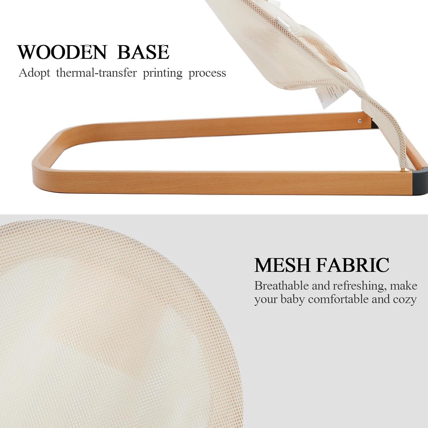 Silla de rebote portátil ANGELOGJGT para bebés - Beige