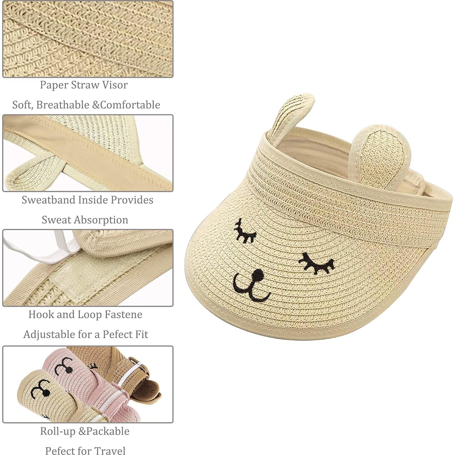 Gorro de paja con visera ajustable para bebé 1-4 años