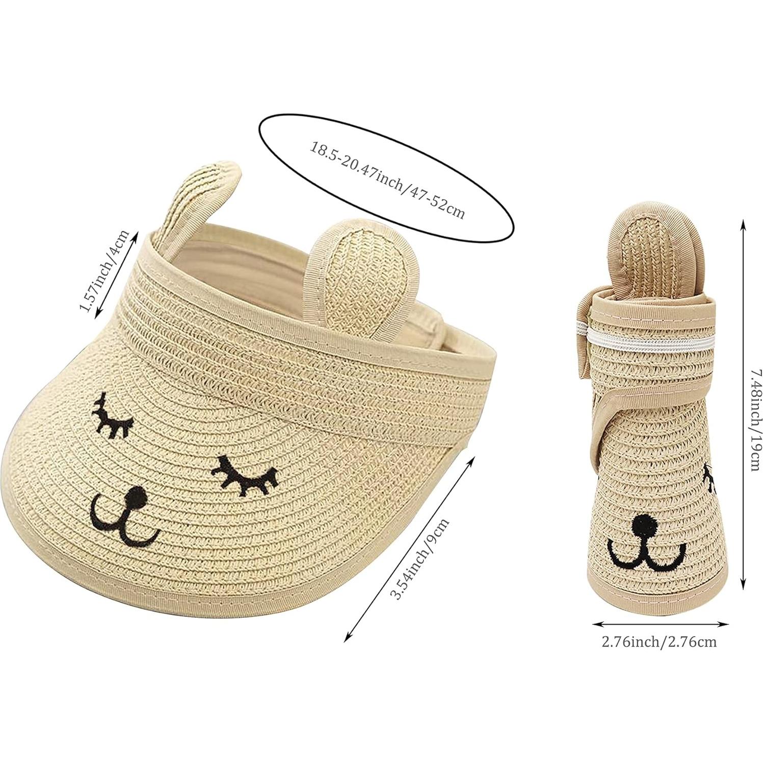 Gorro de paja con visera ajustable para bebé 1-4 años