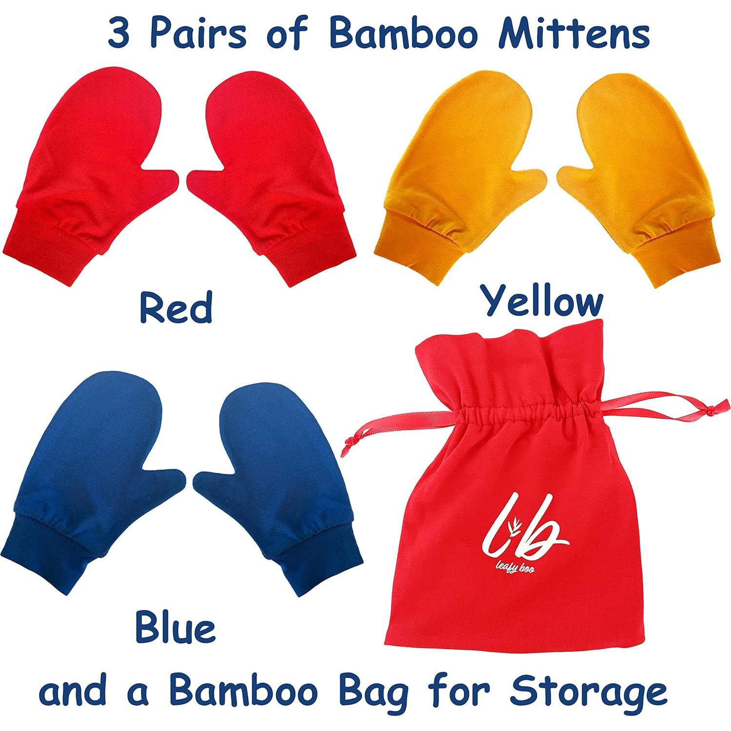 Manoplas de Bambú Leafy Boo para Eccema 1-2 Años - 3 Pares