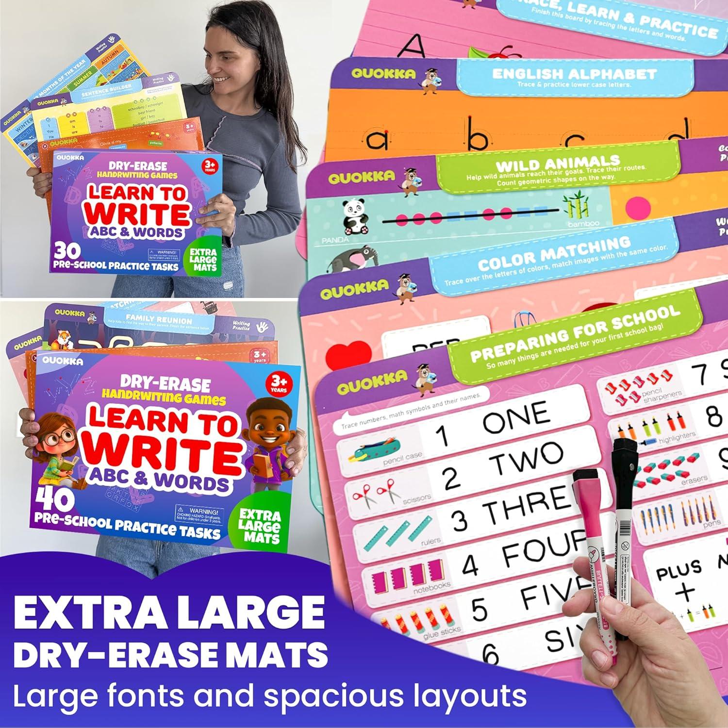 Libro Ocupado QUOKKA - 2 Conjuntos de Escritura para Niños 3-5 Años