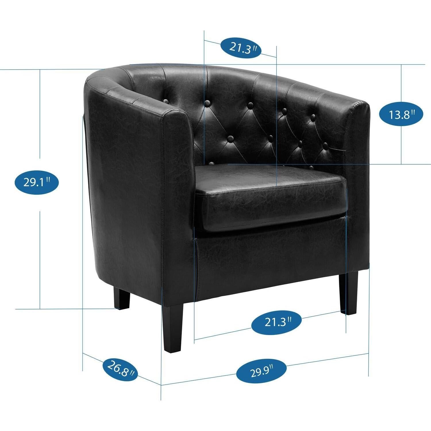 Silla de Acento Emma Naomi Home - Cuero Sintético Negro