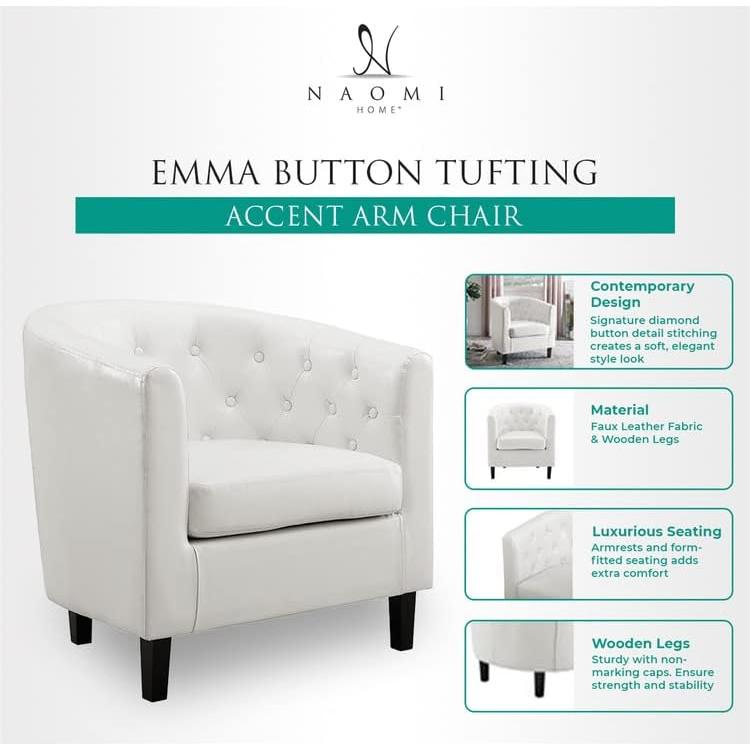 Silla de Acento Emma Naomi Home - Cuero Sintético Negro