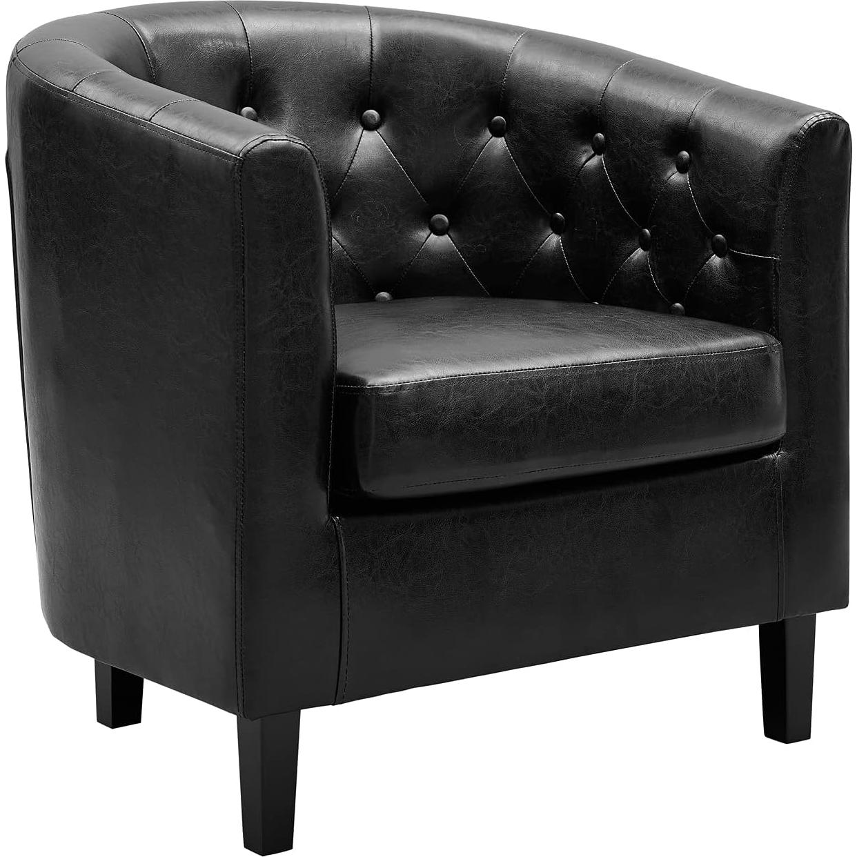 Silla de Acento Emma Naomi Home - Cuero Sintético Negro