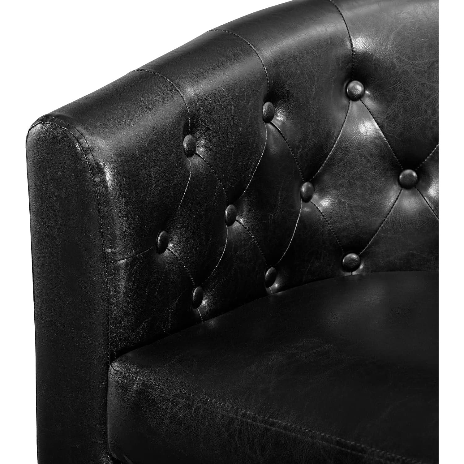 Silla de Acento Emma Naomi Home - Cuero Sintético Negro