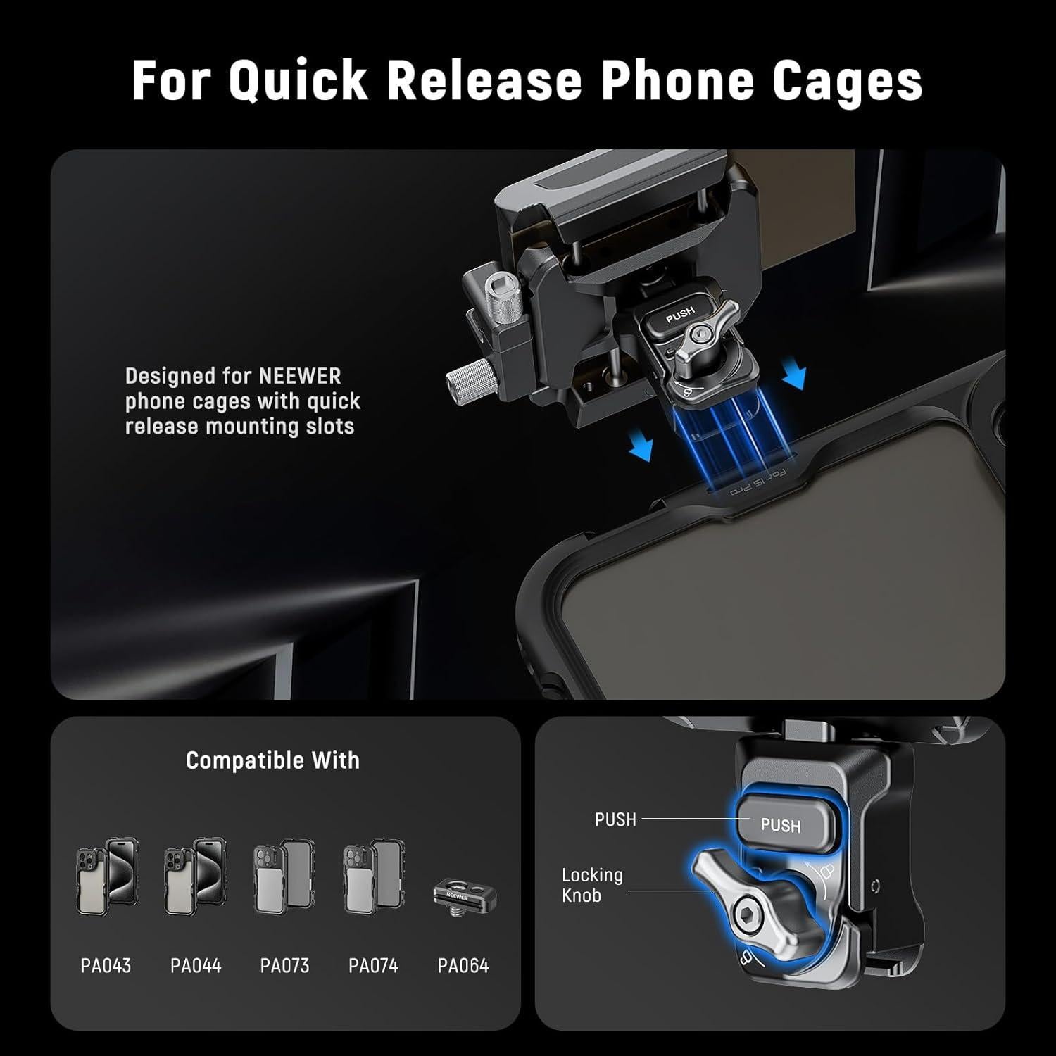 Soporte SSD NEEWER PA065 para Jaula de Teléfono 40-65mm