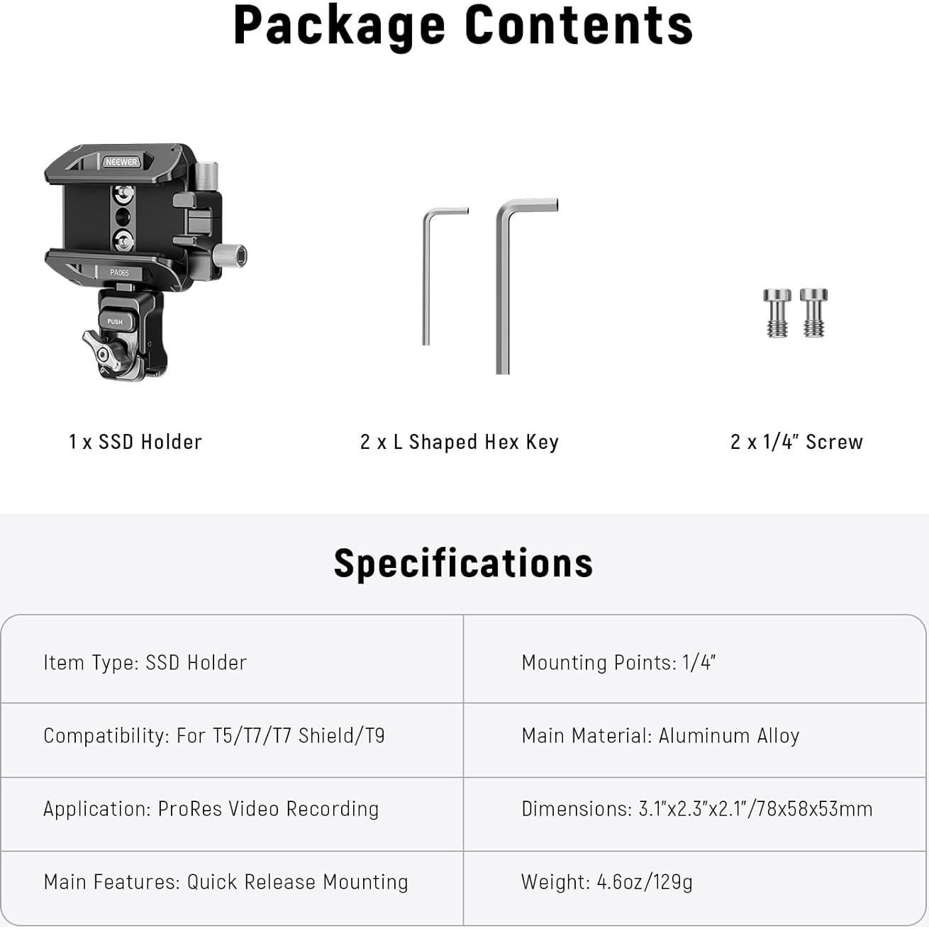 Soporte SSD NEEWER PA065 para Jaula de Teléfono 40-65mm