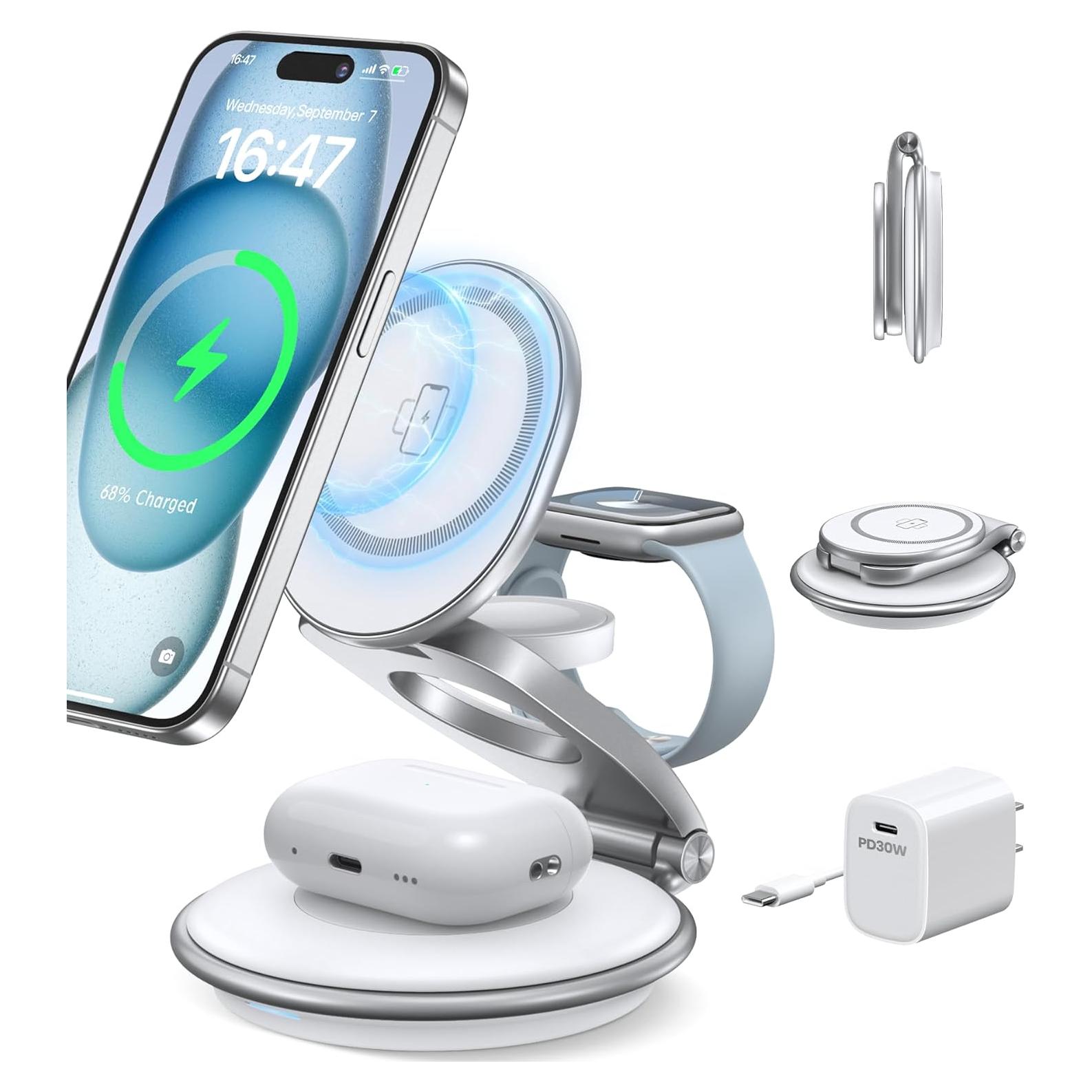 Cargador Inalámbrico 3 en 1 Iseyyox para iPhone y Apple Watch