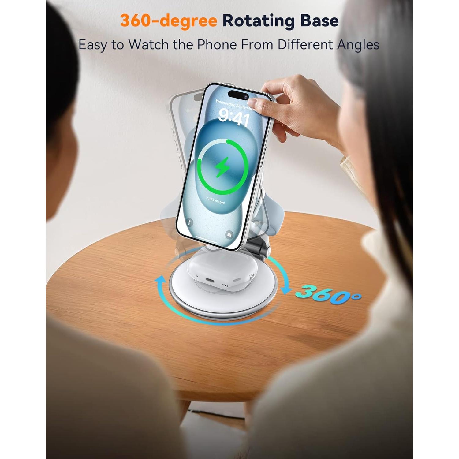 Cargador Inalámbrico 3 en 1 Iseyyox para iPhone y Apple Watch