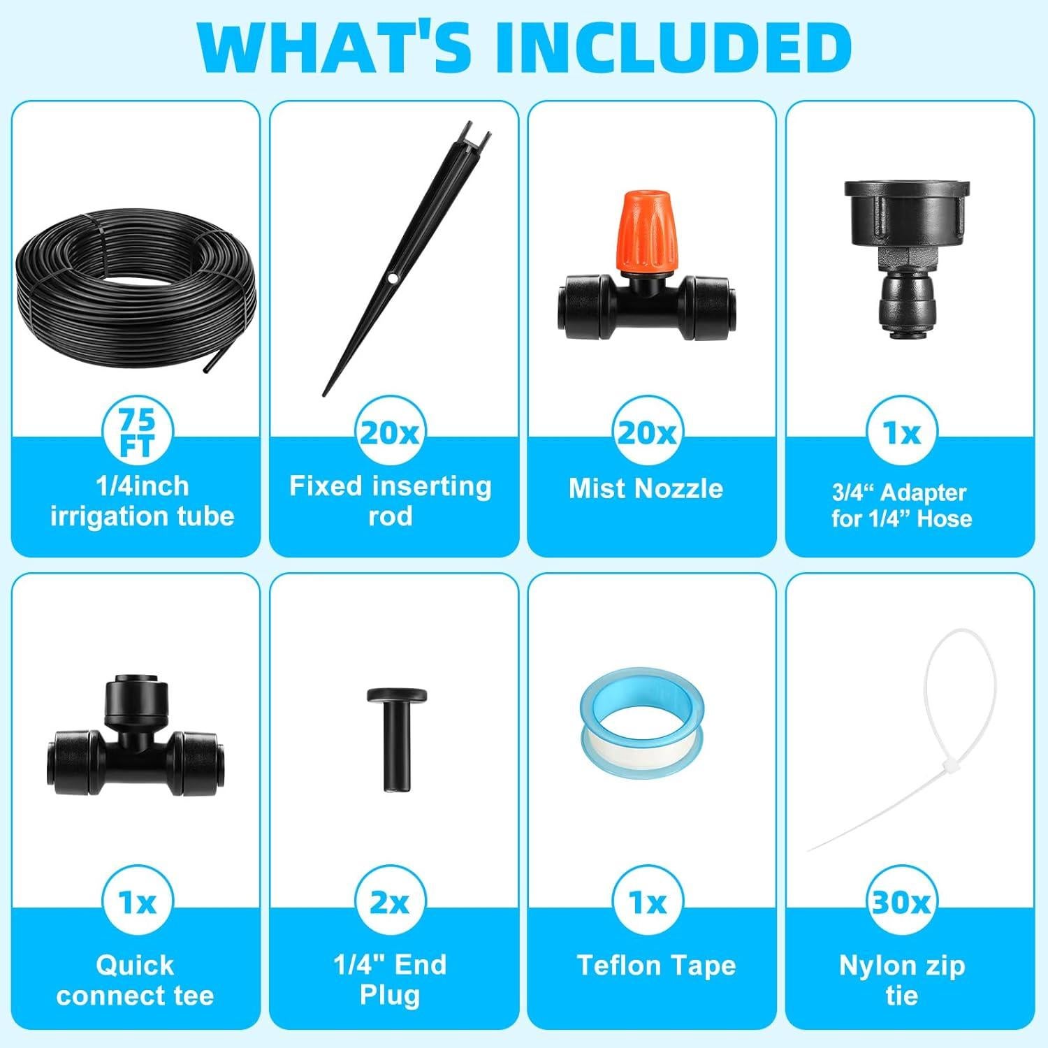 Sistema de Riego por Goteo 75FT TETHLVS - Tubos PE 1/4"