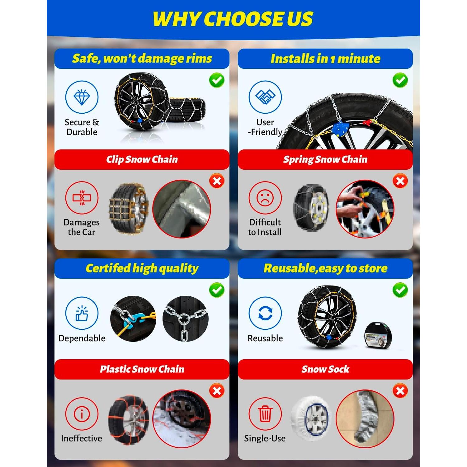 Cadenas de Nieve Artizles HKN80 para Neumáticos SUV - Instalación Rápida