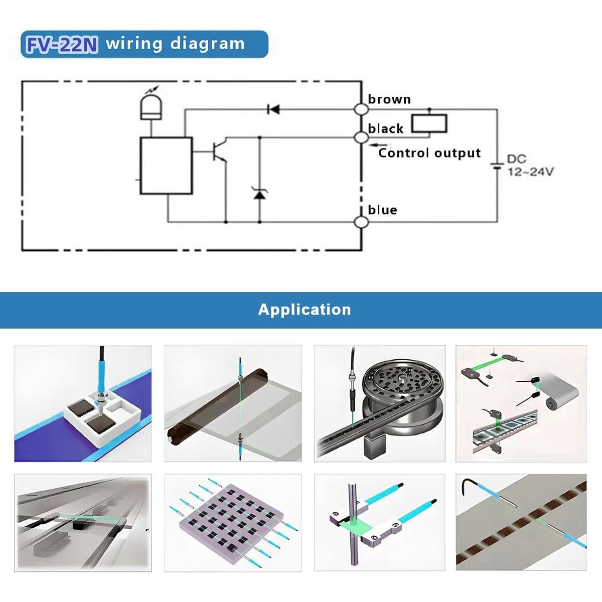 Amplificador de fibra óptica AKINLOAF FV-22N, sensor de proximidad