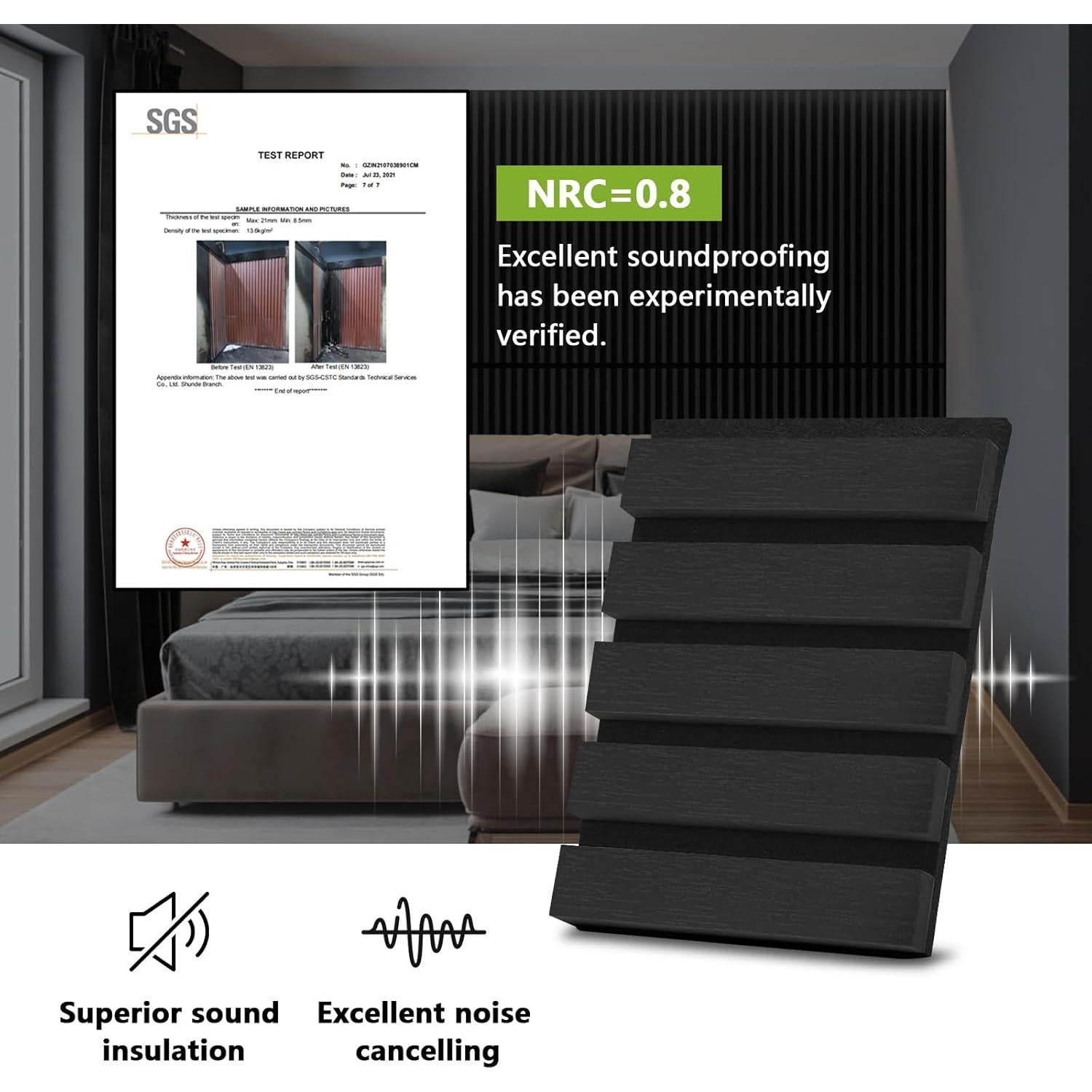 Paquete de 2 Paneles Acústicos de Madera NOOOZA 120x60 cm Negro