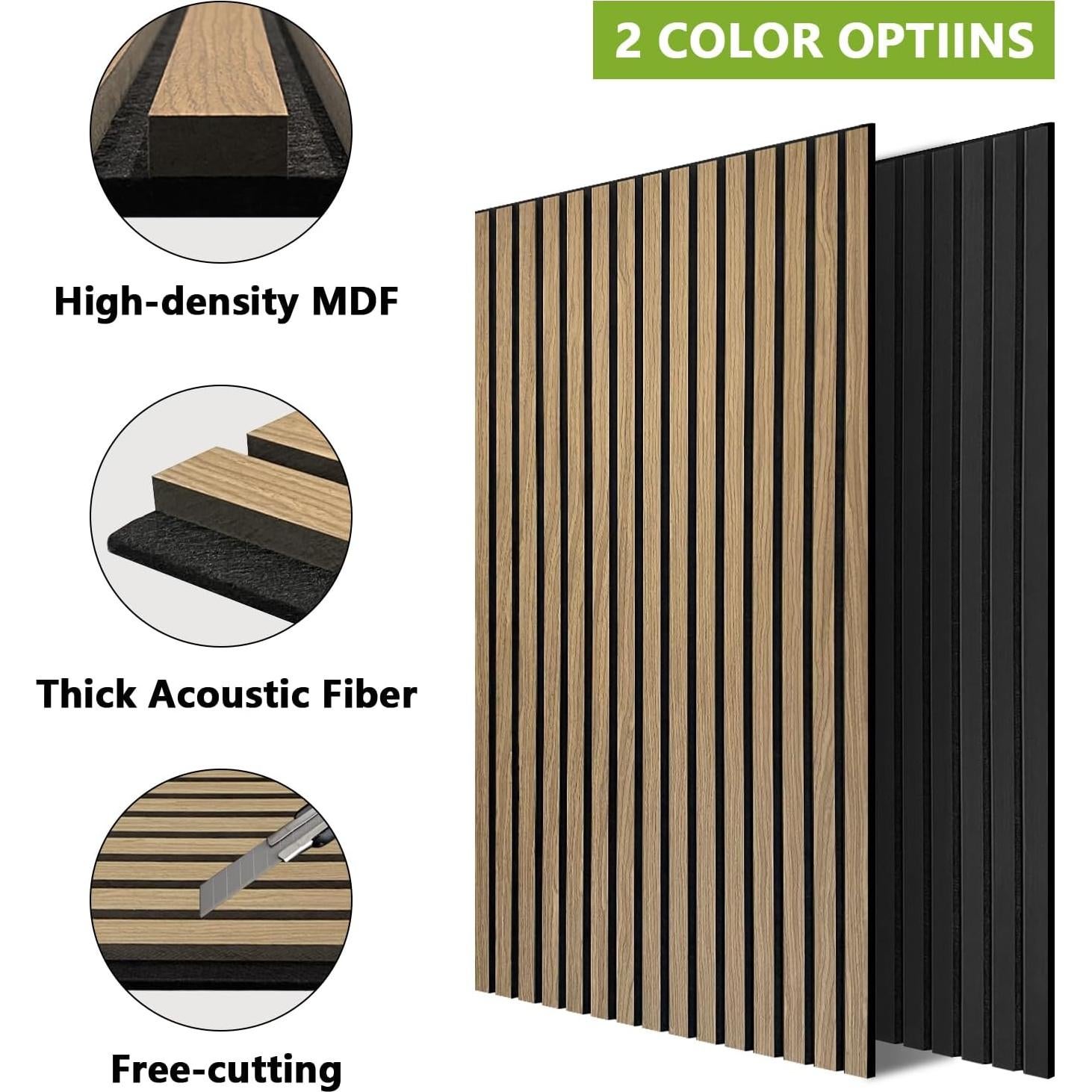 Paquete de 2 Paneles Acústicos de Madera NOOOZA 120x60 cm Negro