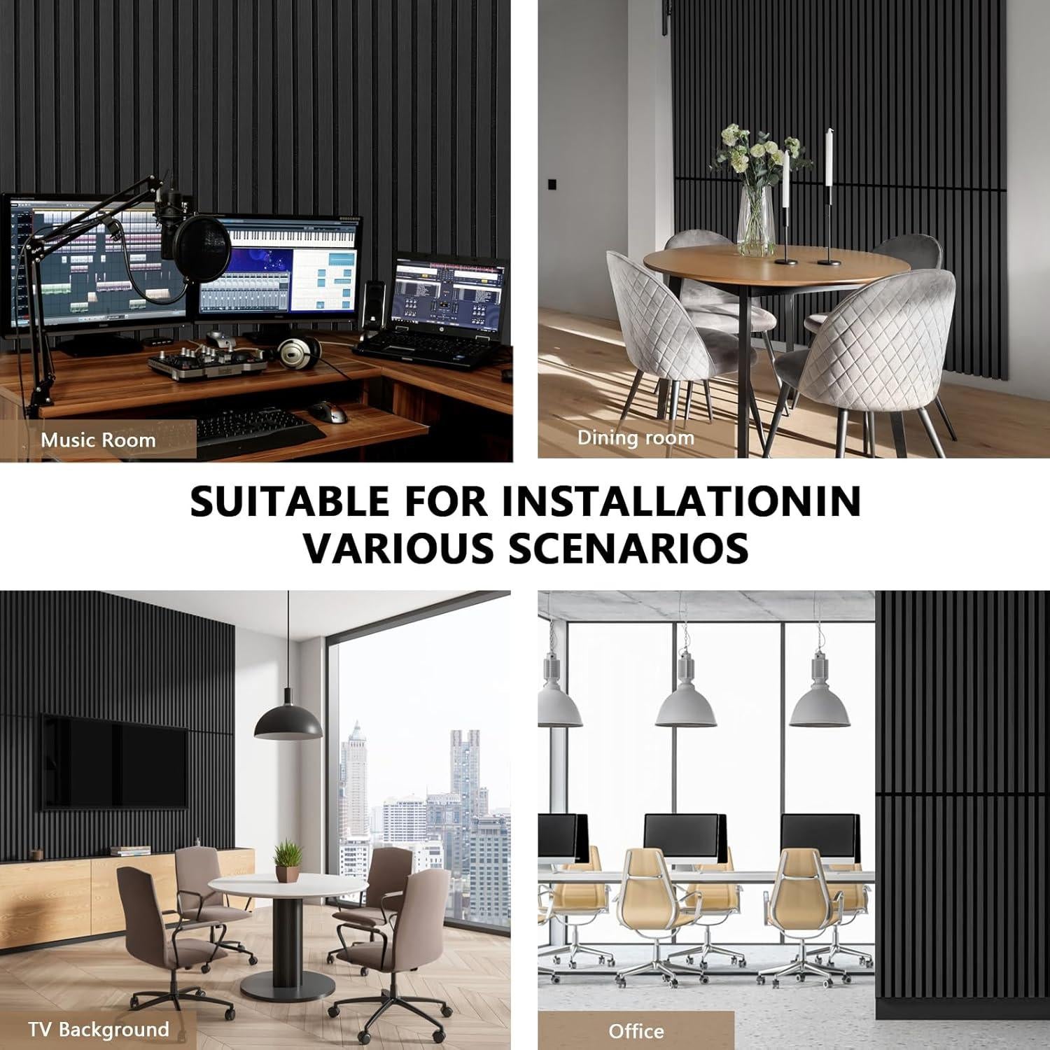 Paquete de 2 Paneles Acústicos de Madera NOOOZA 120x60 cm Negro