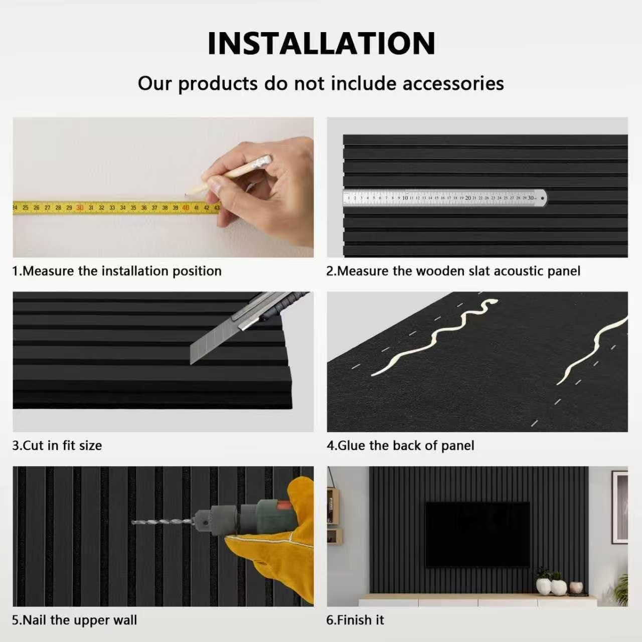 Paquete de 2 Paneles Acústicos de Madera NOOOZA 120x60 cm Negro