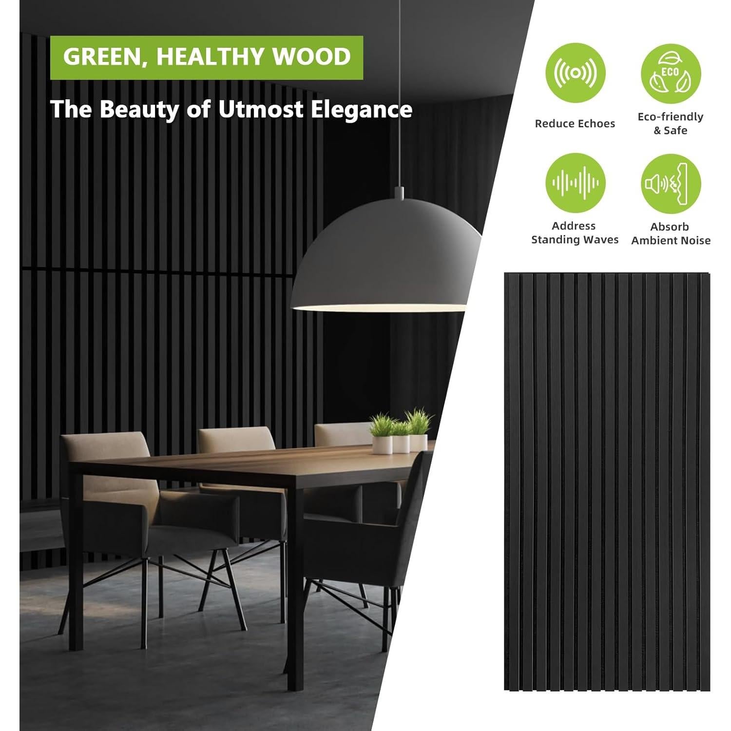 Paquete de 2 Paneles Acústicos de Madera NOOOZA 120x60 cm Negro