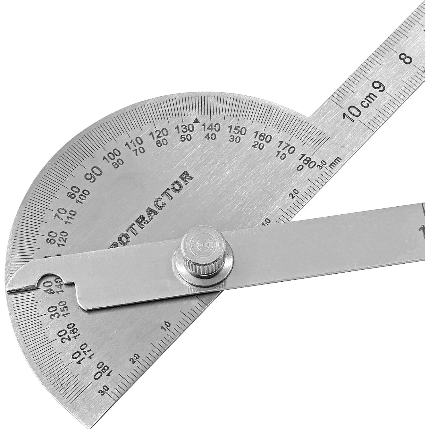 Transportador de Ángulo 0-180° Acero Inoxidable 10 cm Doble Brazo