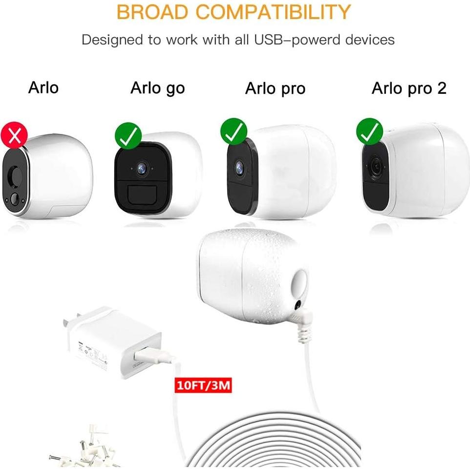 Cable de Alimentación 3M EaseBuy para Cámaras Arlo Pro y Go