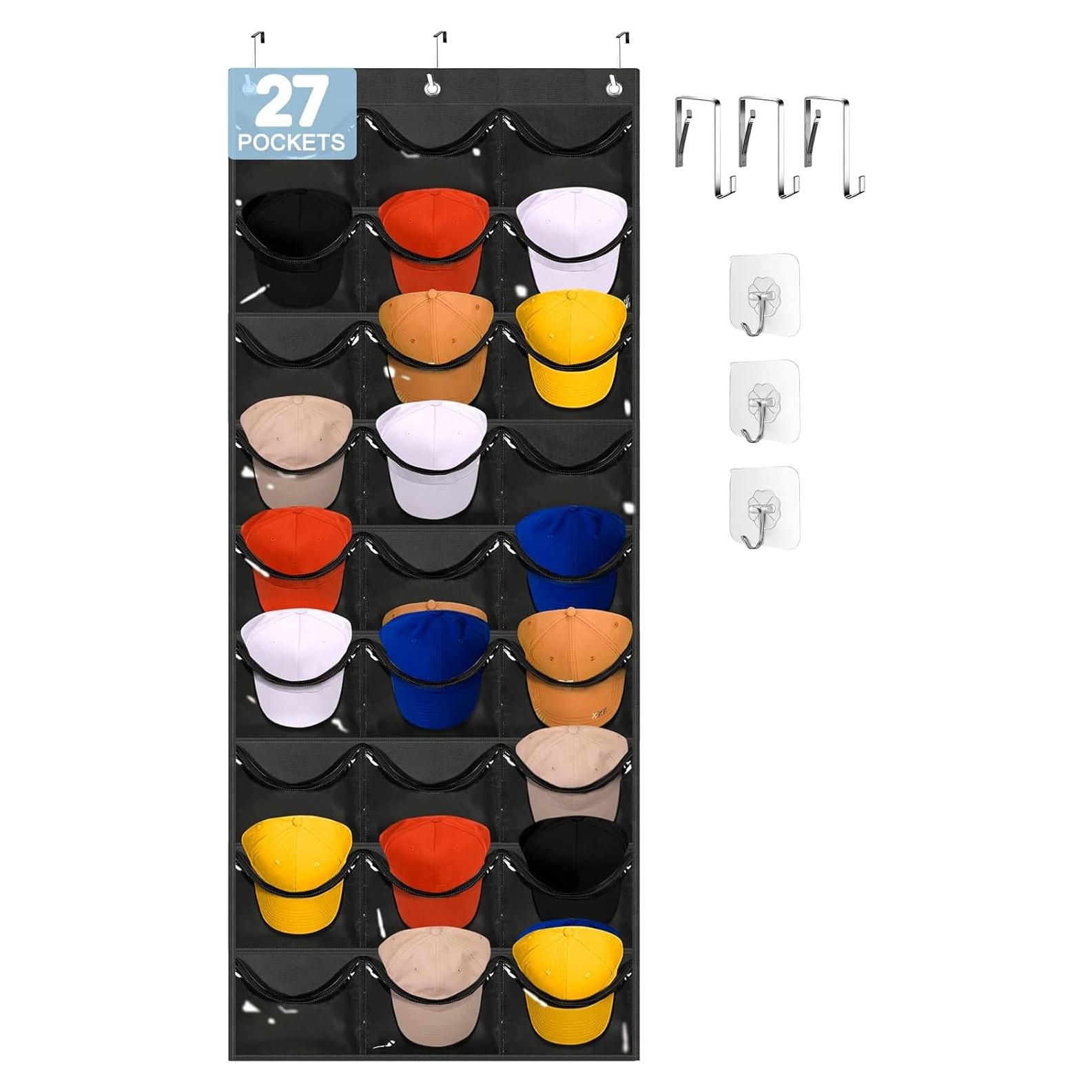 Organizador de Sombreros OAKJAR con 27 Bolsillos y Ganchos