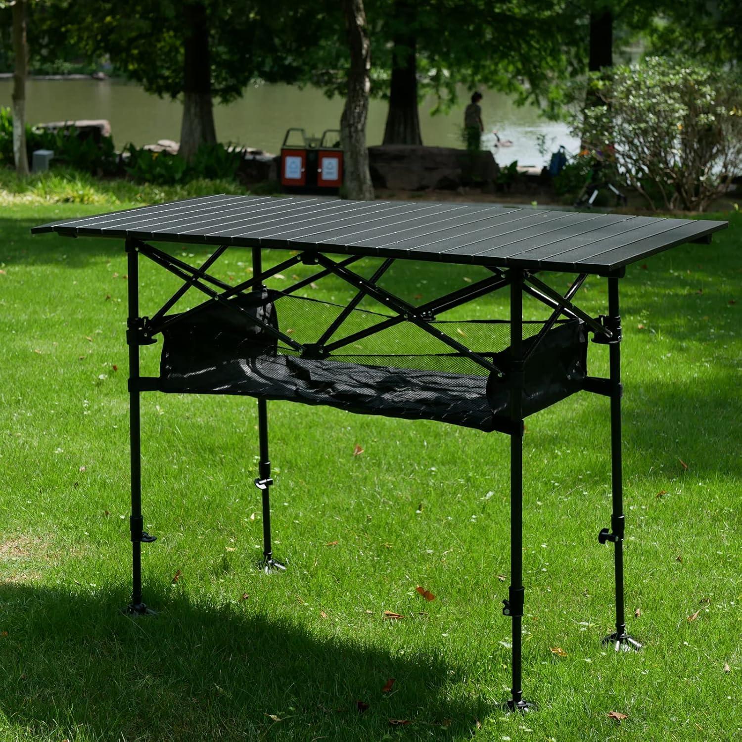 Mesa de Camping Plegable Ajustable LEADALLWAY 120x55 cm