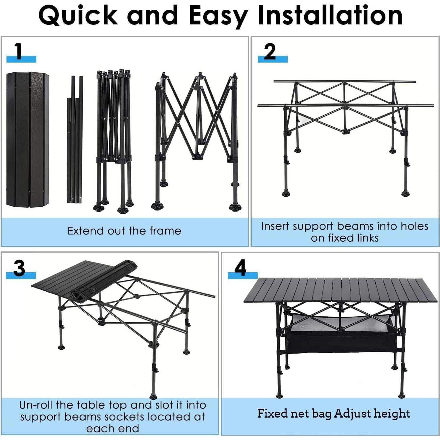 Mesa de Camping Plegable Ajustable LEADALLWAY 120x55 cm