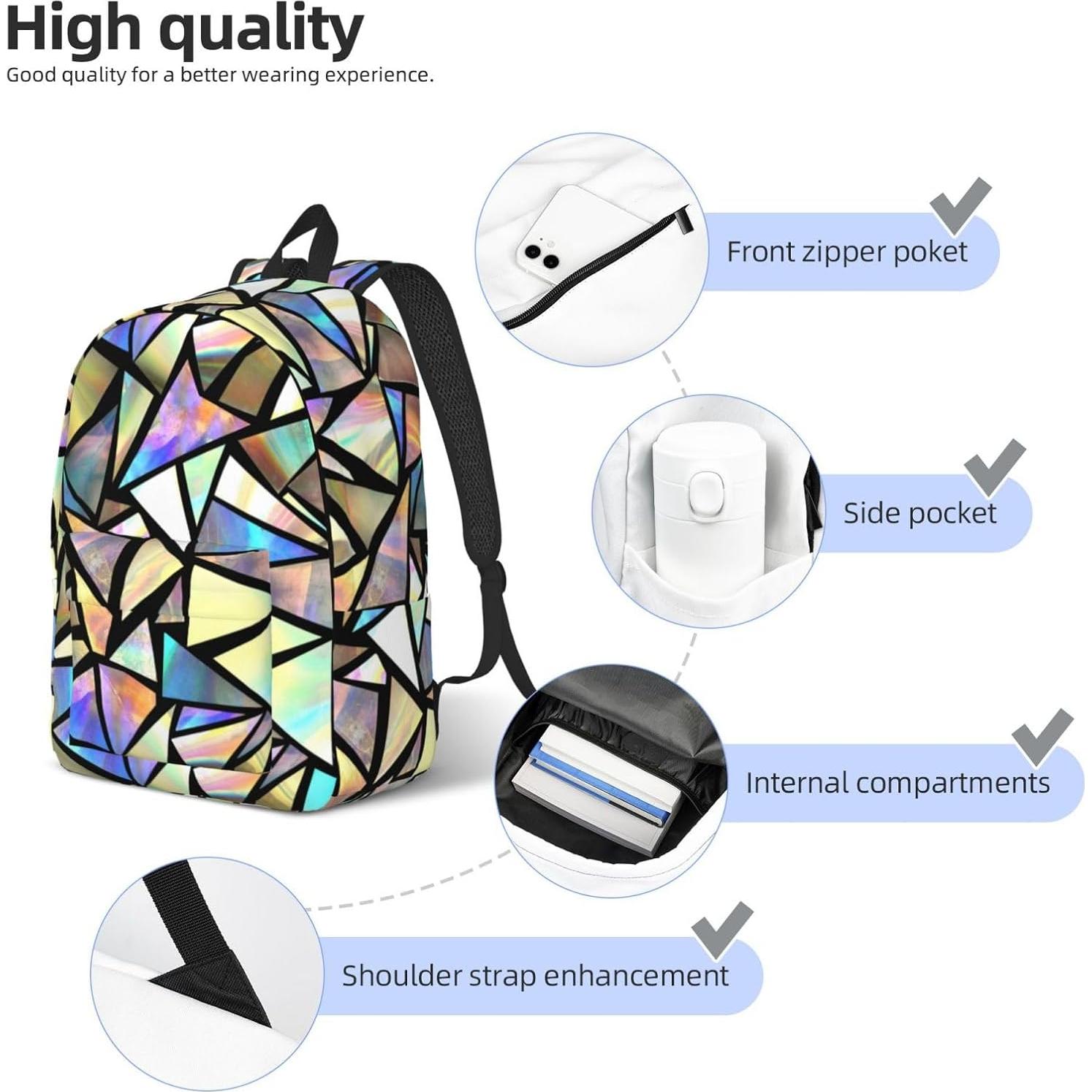 Mochila Lona Casual GVGOAGL Grande 45x31 cm Iridiscente