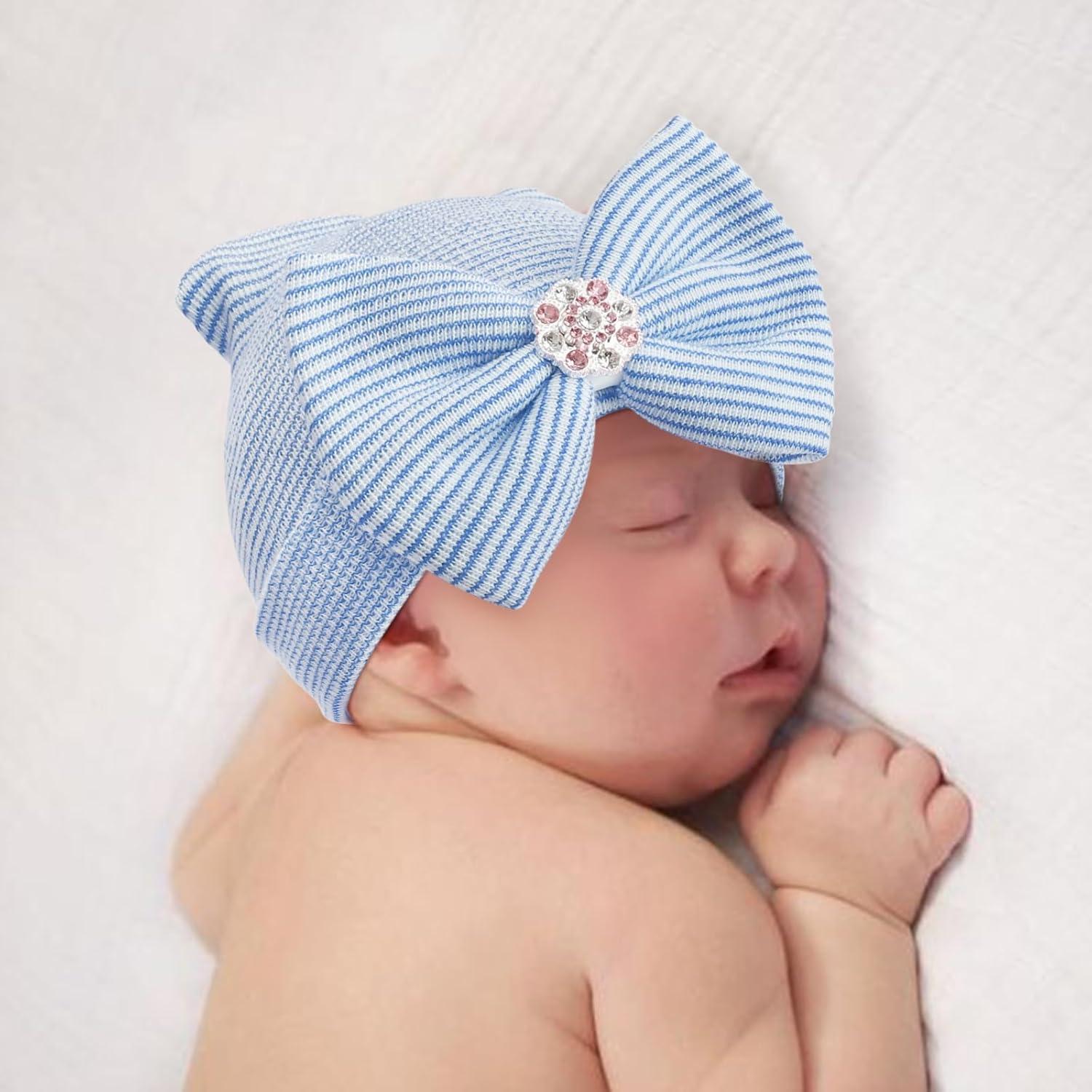 Gorros para Bebé Niña AQOKKA con Lazo Algodón Suave 0-3 Meses