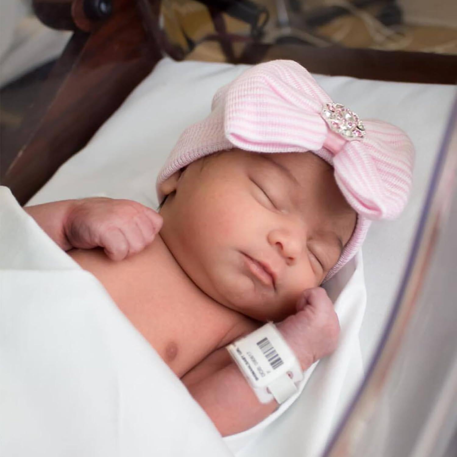 Gorros para Bebé Niña AQOKKA con Lazo Algodón Suave 0-3 Meses