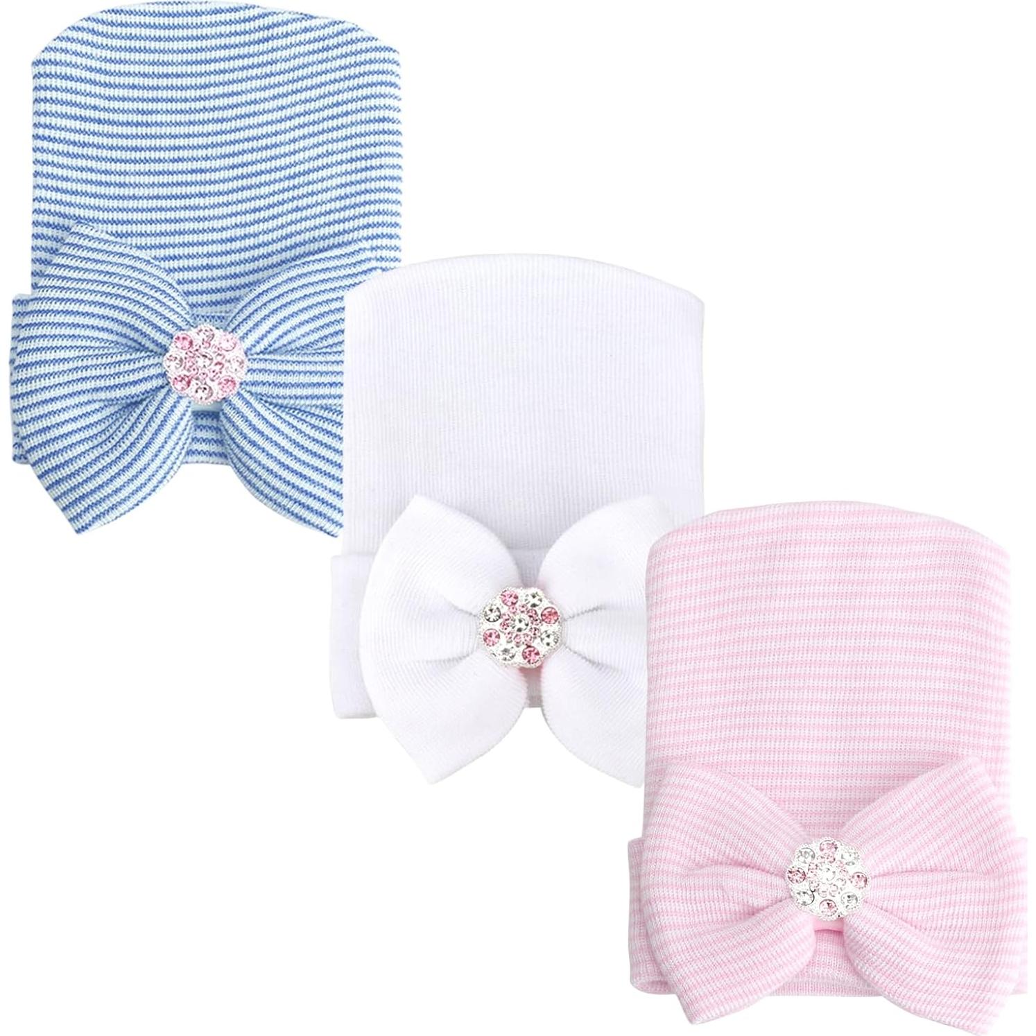 Gorros para Bebé Niña AQOKKA con Lazo Algodón Suave 0-3 Meses