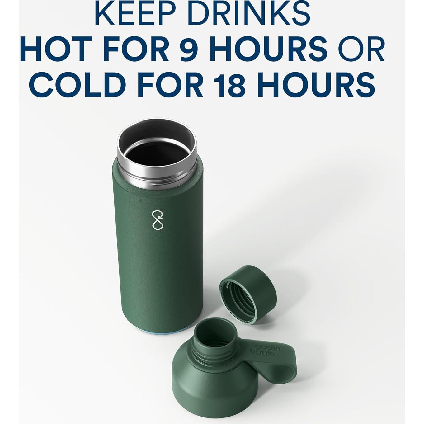 Botella Oceánica 500 ml Acero Inoxidable Verde Bosque Ecológica