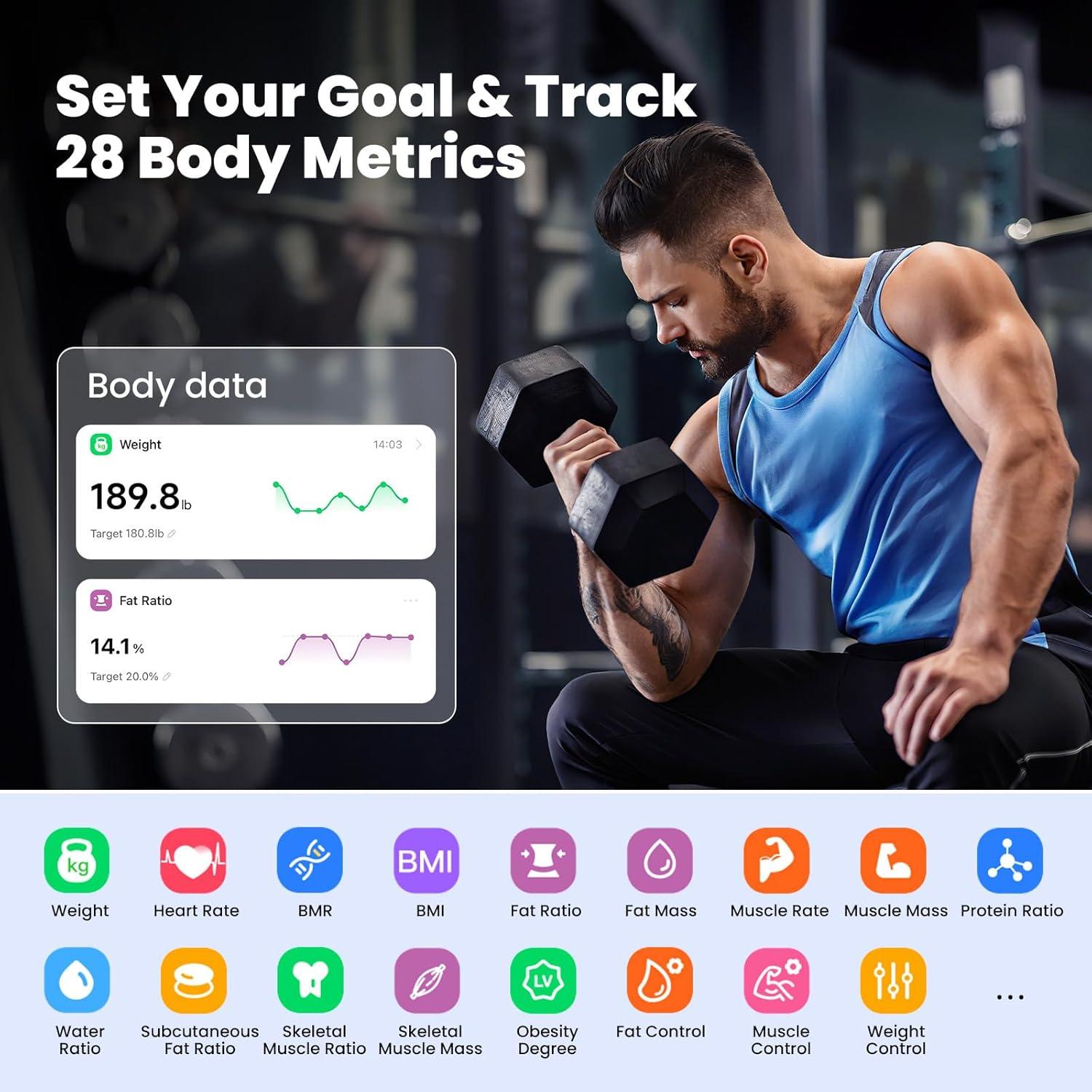 Báscula Inteligente Digital Rabater 28 Métricas 181.4 kg Blanco