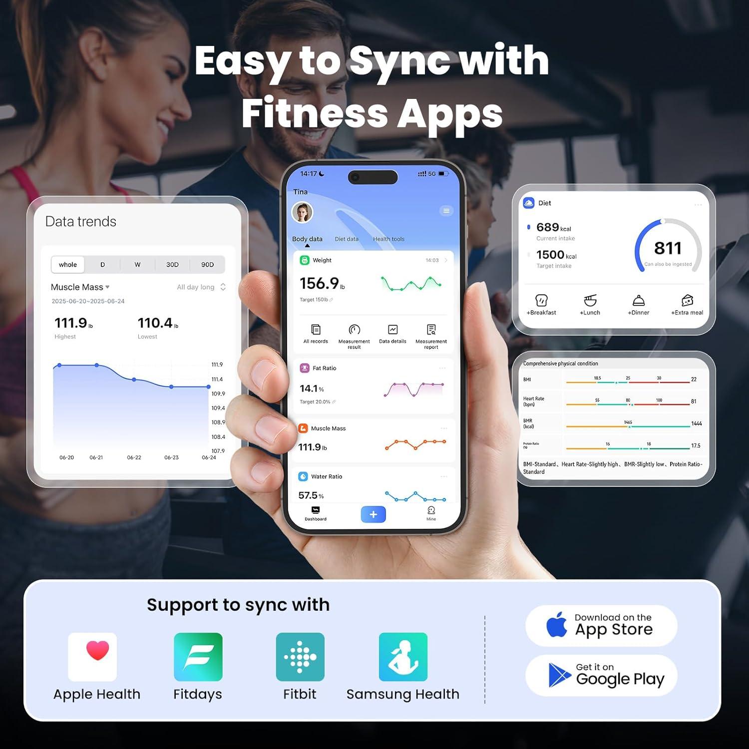 Báscula Inteligente Digital Rabater 28 Métricas 181.4 kg Blanco