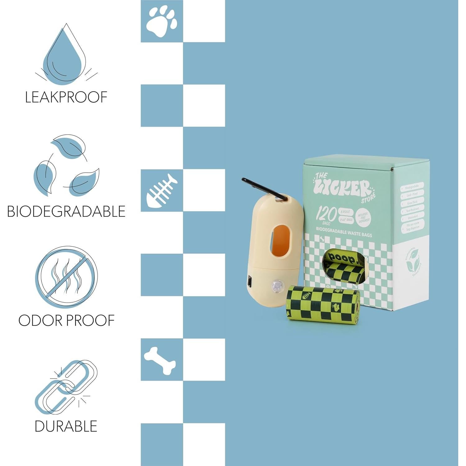 Bolsas de Poop Biodegradables THE LICKER STORE 120 Unidades